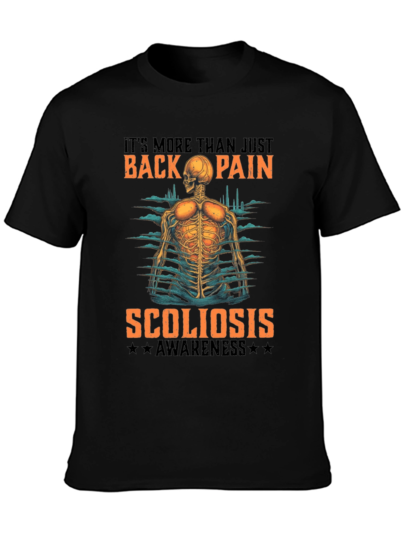 Scoliosis Awareness T-Shirt - Back Pain Skeleton Tee
