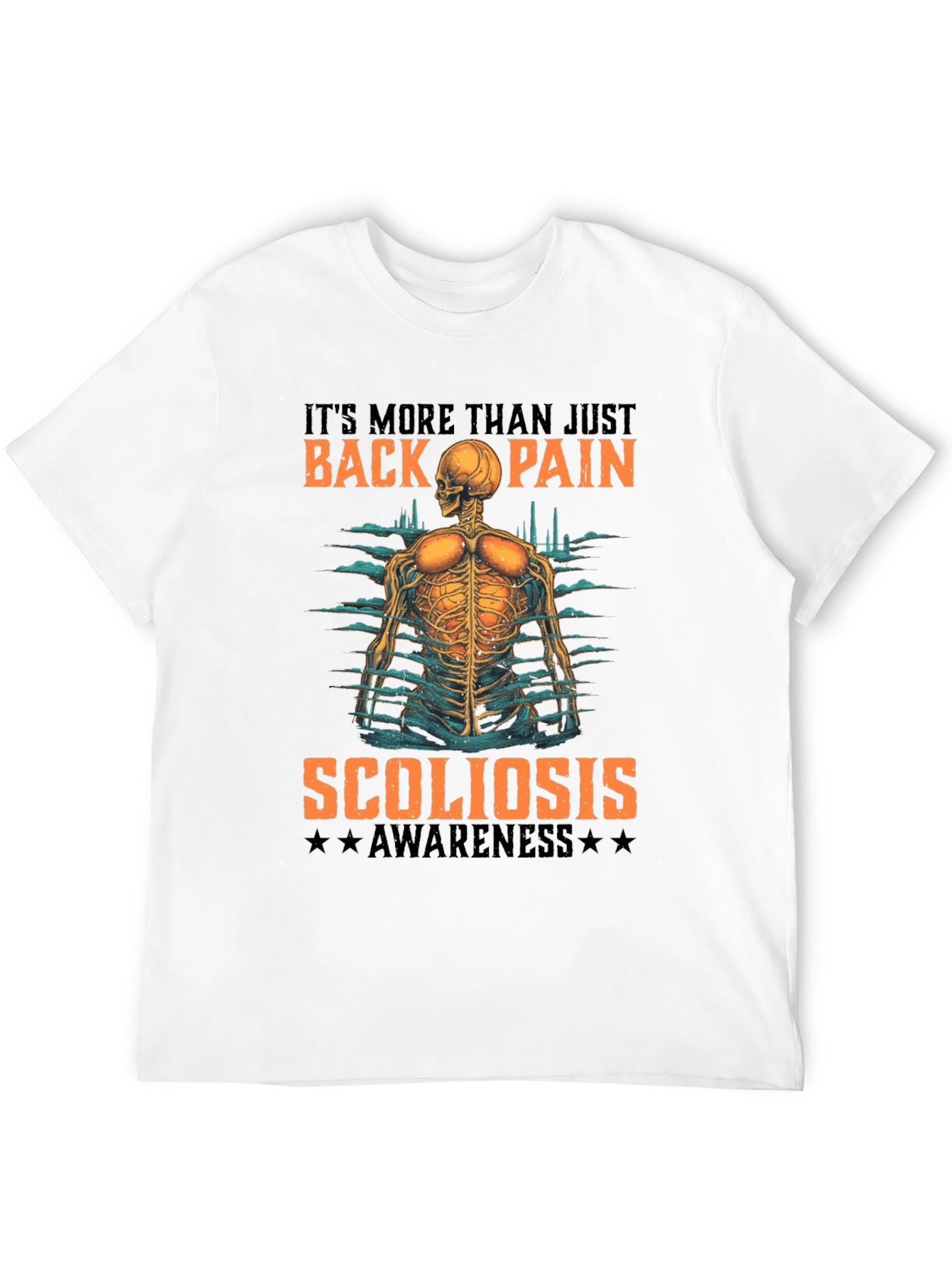 Scoliosis Awareness T-Shirt - Back Pain Skeleton Tee