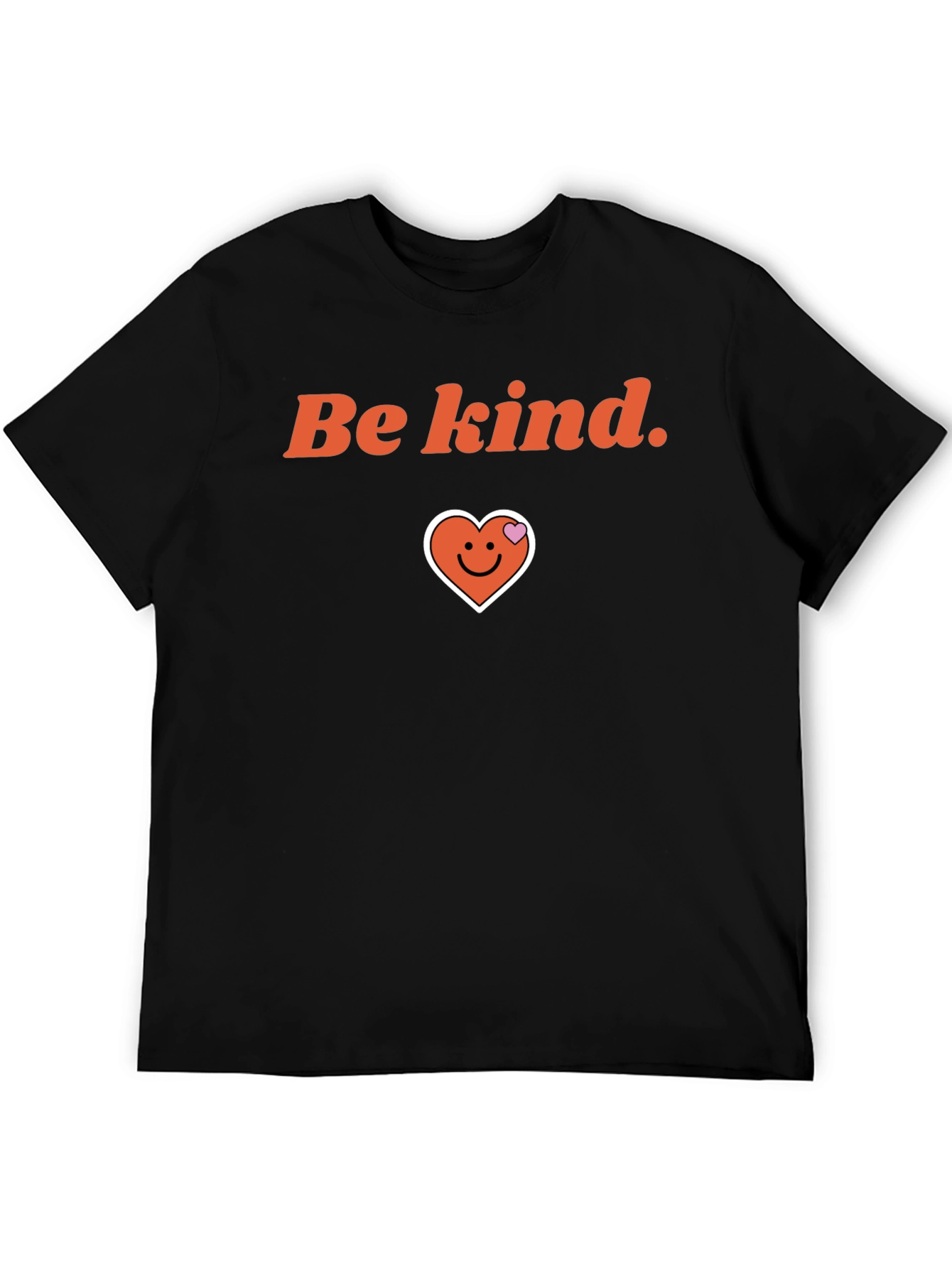 Be Kind T-Shirt with Heart Graphic - Black