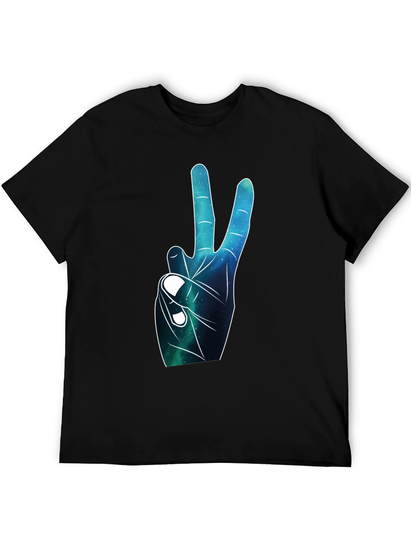 Peace Sign Galaxy Graphic Black T-Shirt