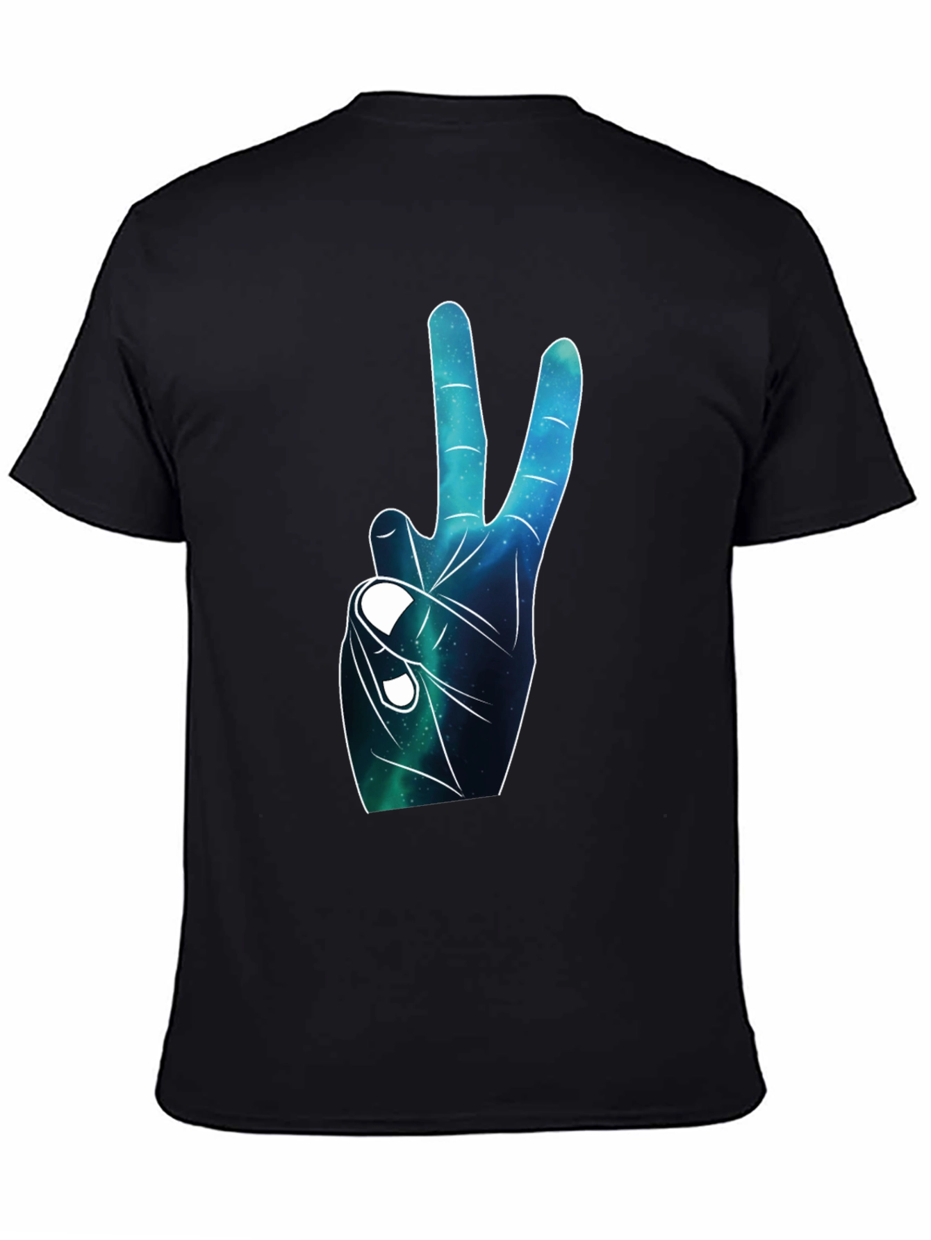 Peace Sign Galaxy Graphic Black T-Shirt