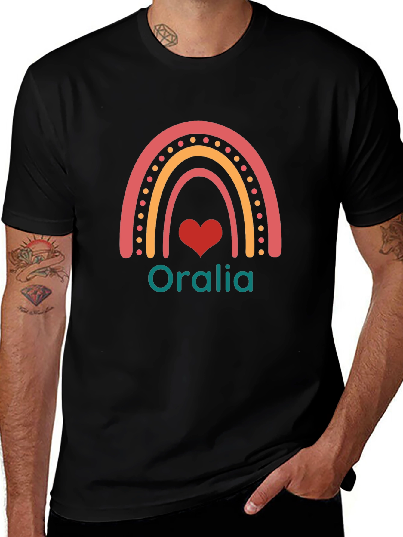Personalized Oralia Rainbow Heart T-Shirt