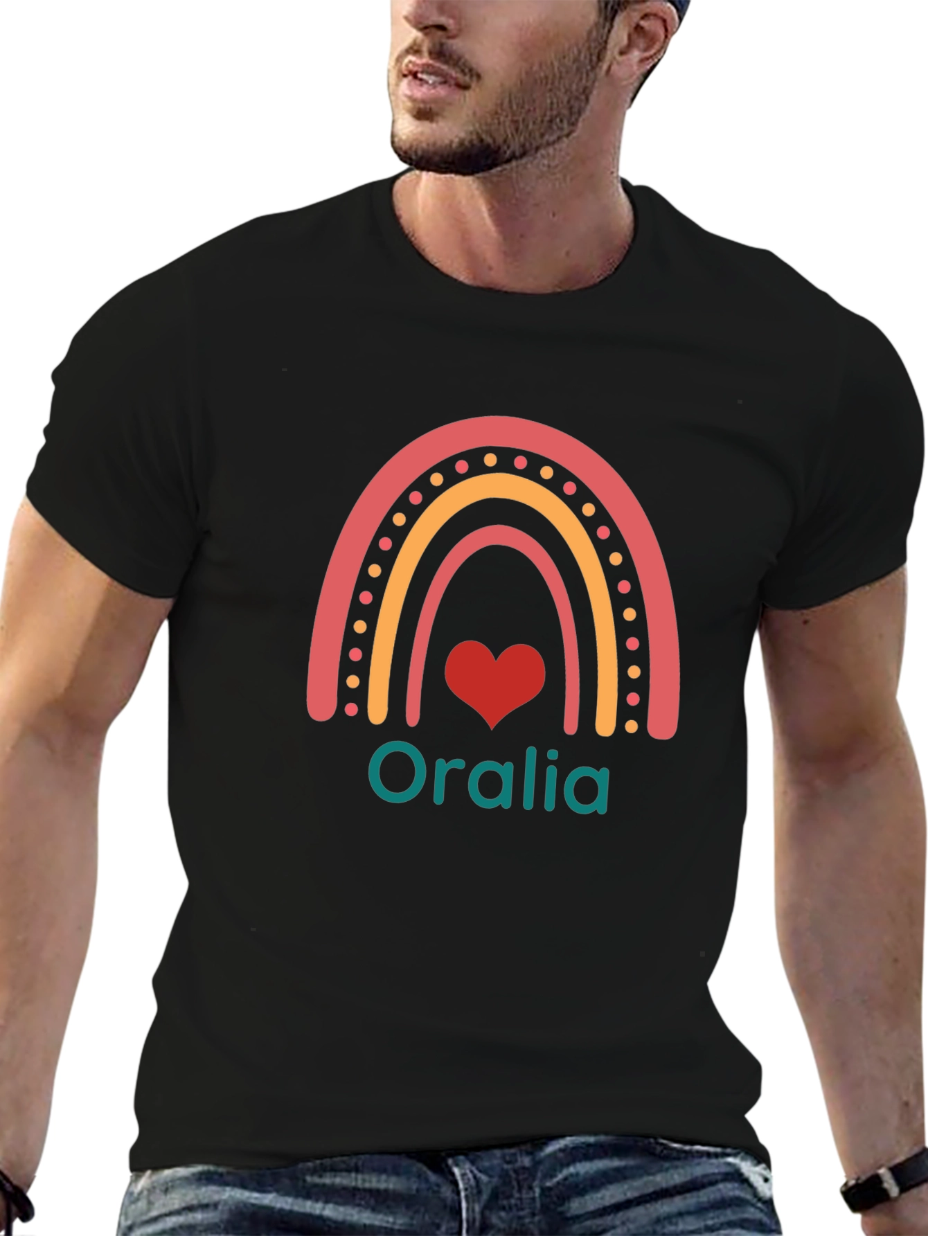 Personalized Oralia Rainbow Heart T-Shirt