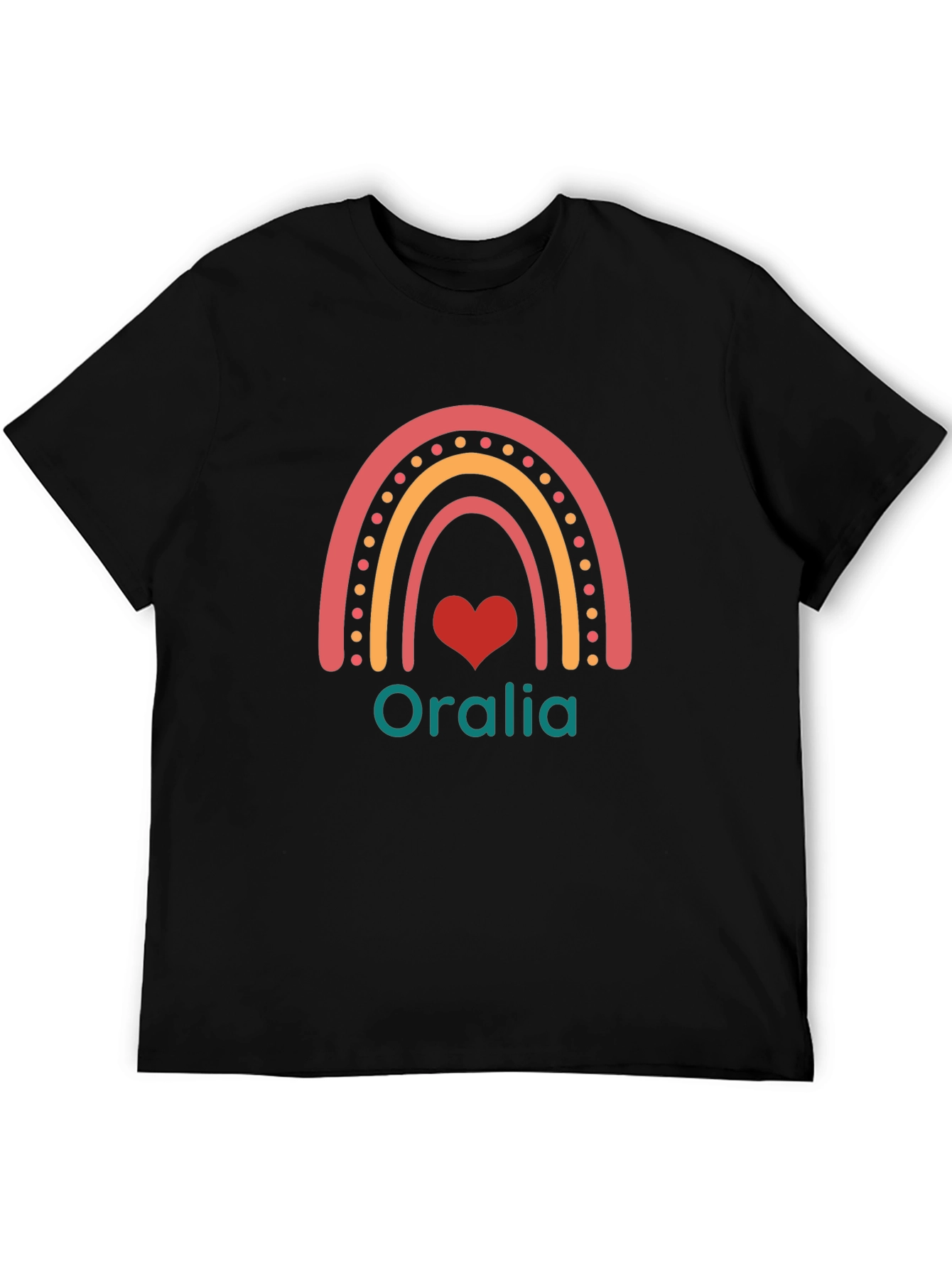 Personalized Oralia Rainbow Heart T-Shirt