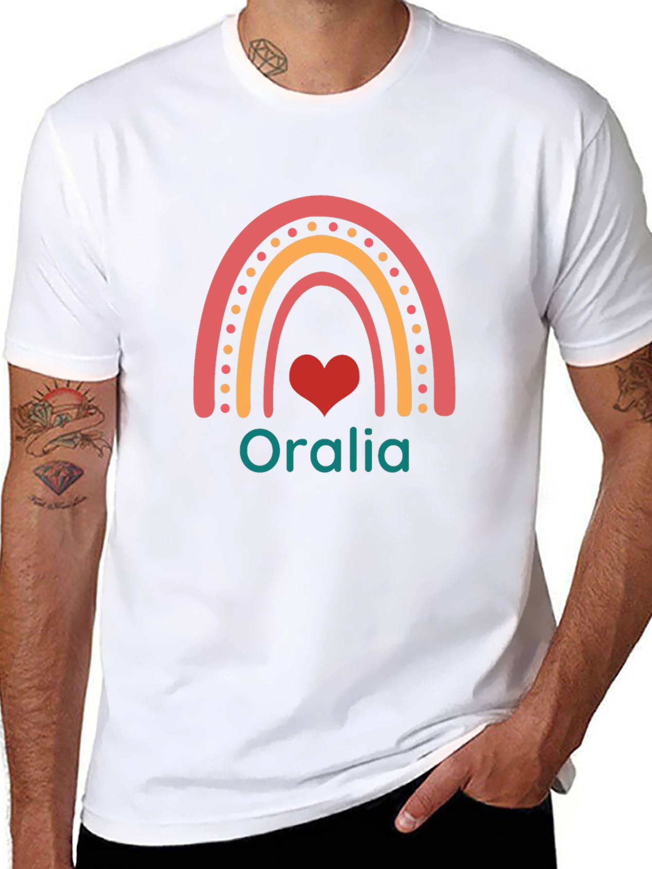 Personalized Oralia Rainbow Heart T-Shirt