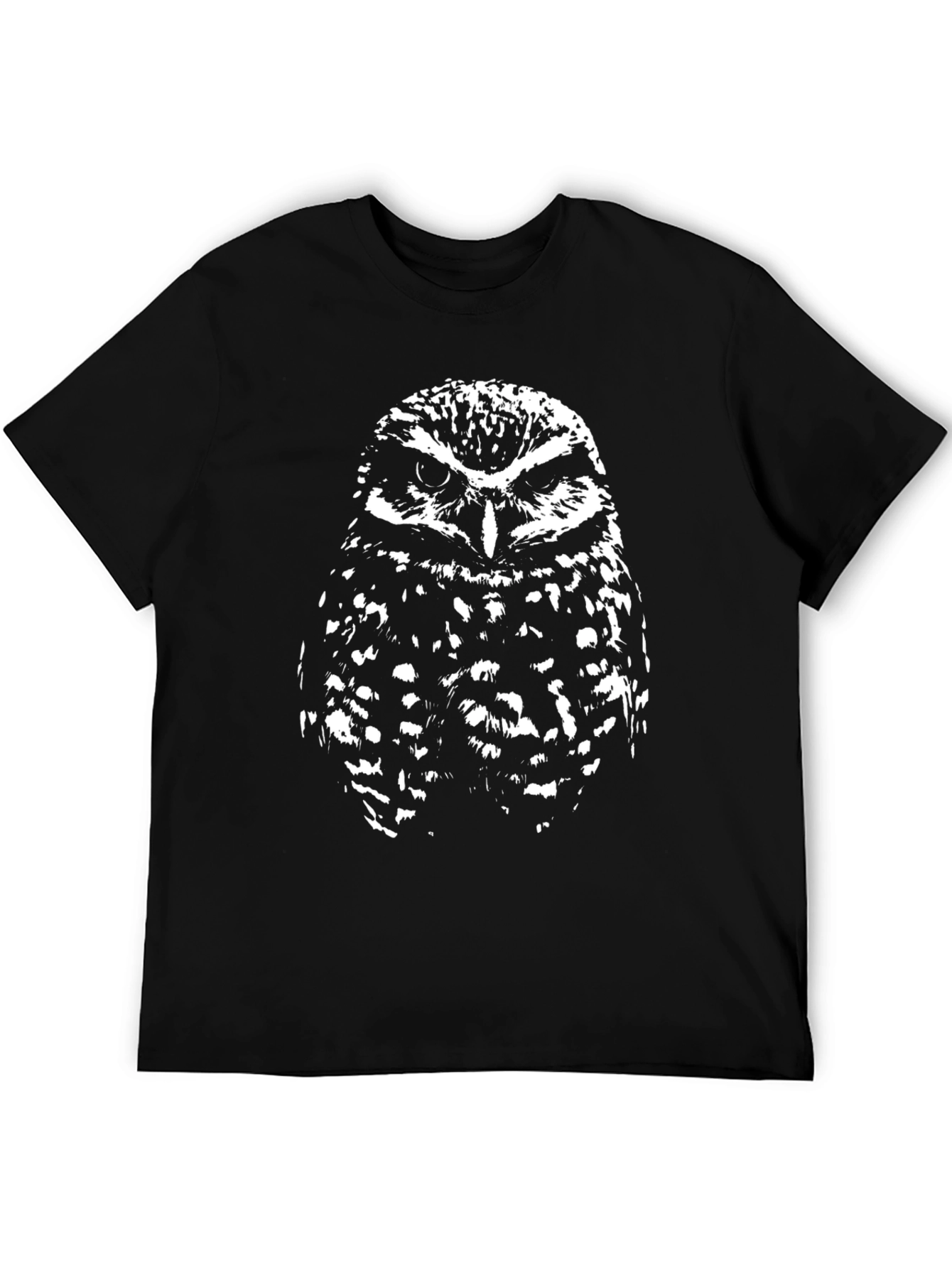 Owl Graphic Tee - Black Cotton Blend T-Shirt