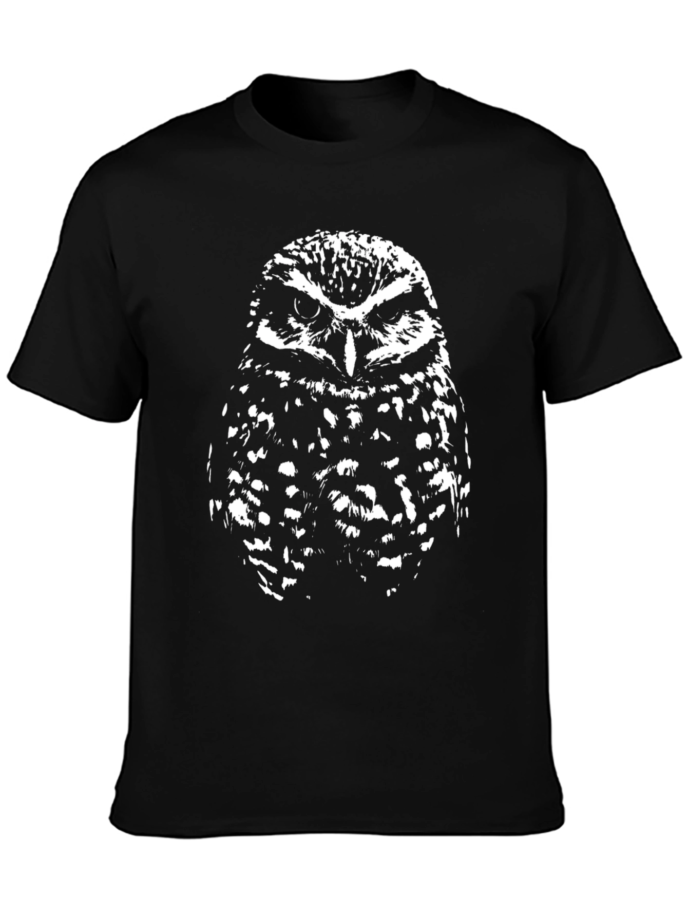 Owl Graphic Tee - Black Cotton Blend T-Shirt