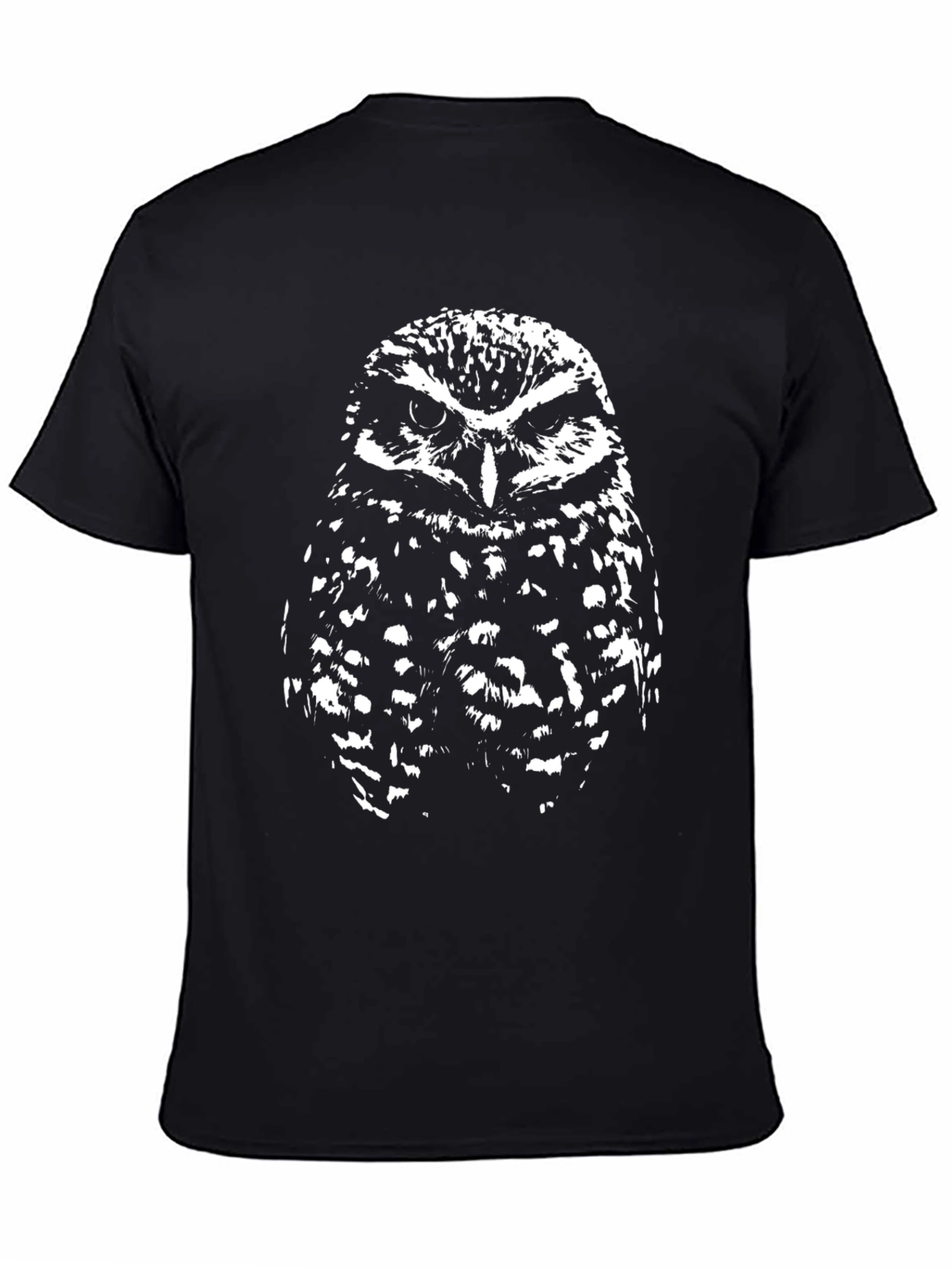 Owl Graphic Tee - Black Cotton Blend T-Shirt