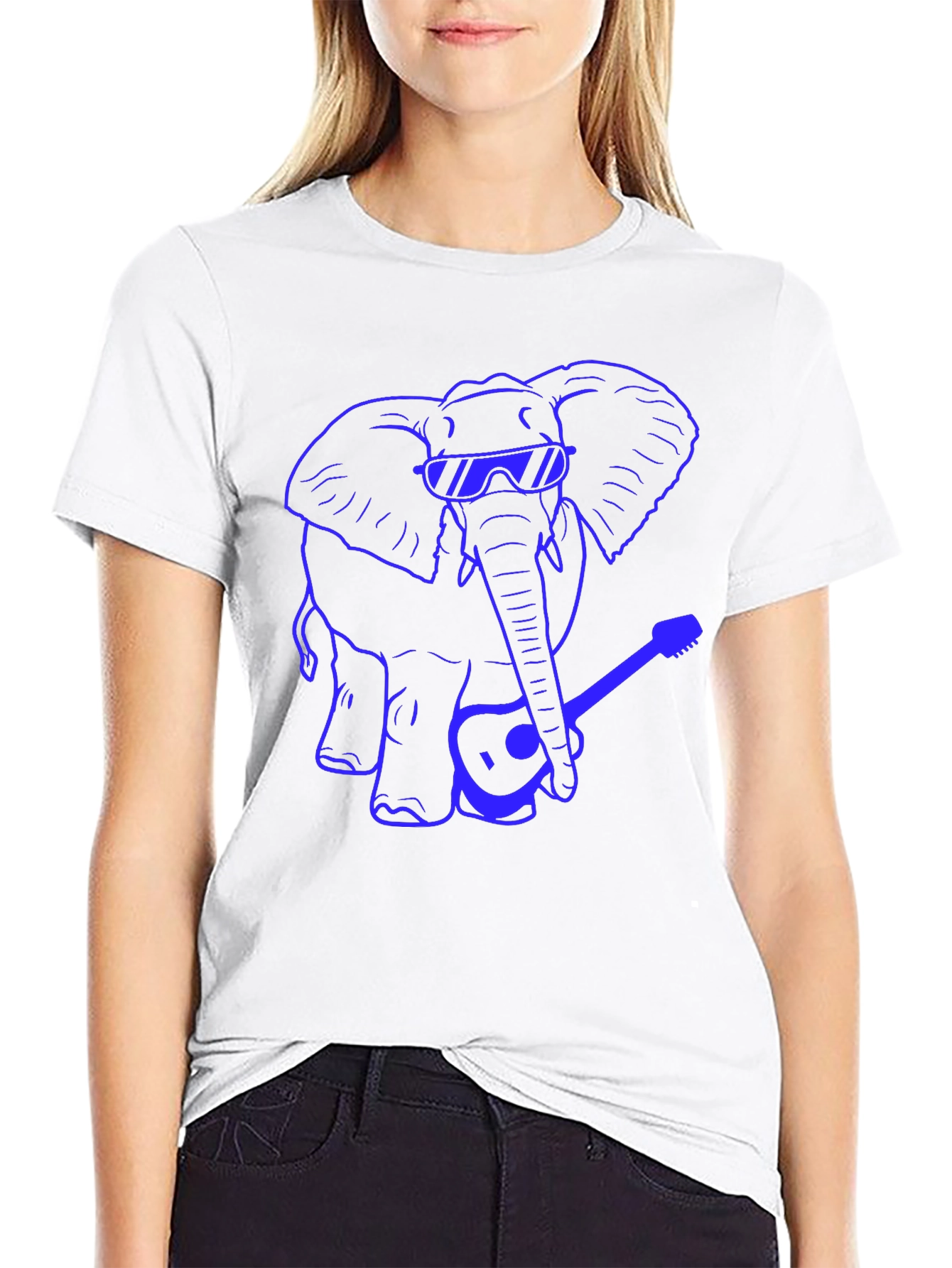 Cool Elephant Guitarist Graphic T-Shirt