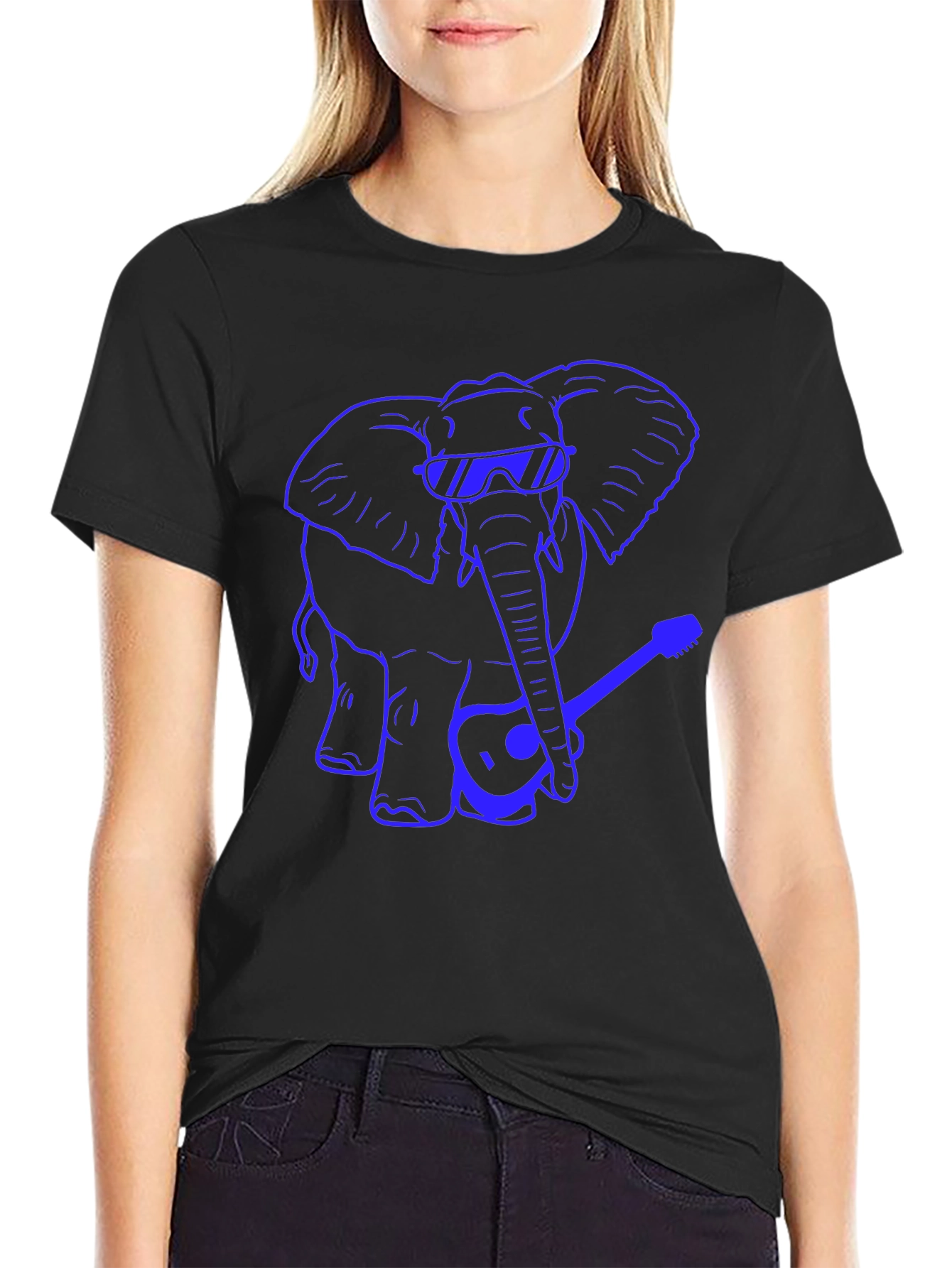 Cool Elephant Guitarist Graphic T-Shirt