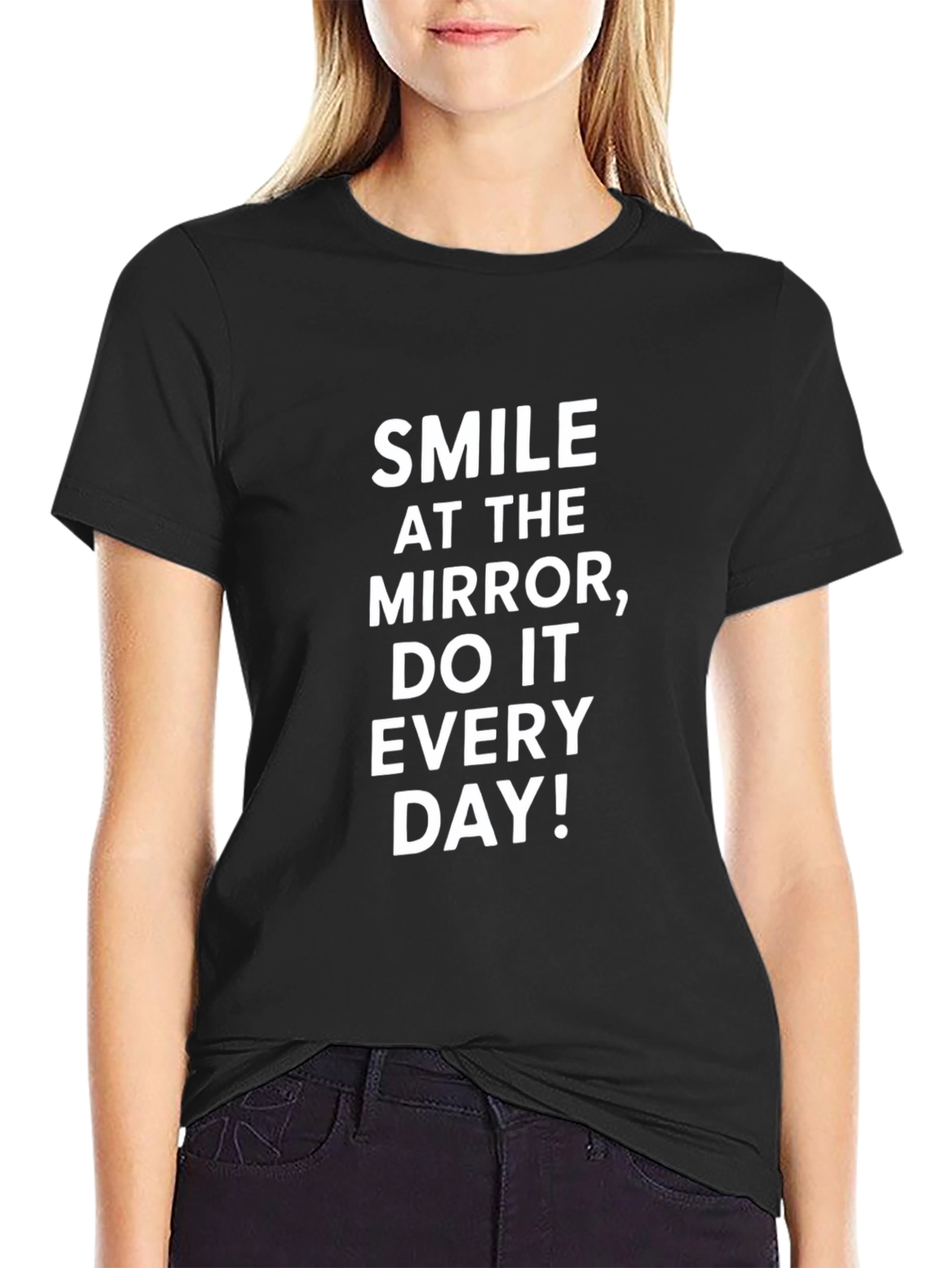 Smile at the Mirror Black Graphic Tee