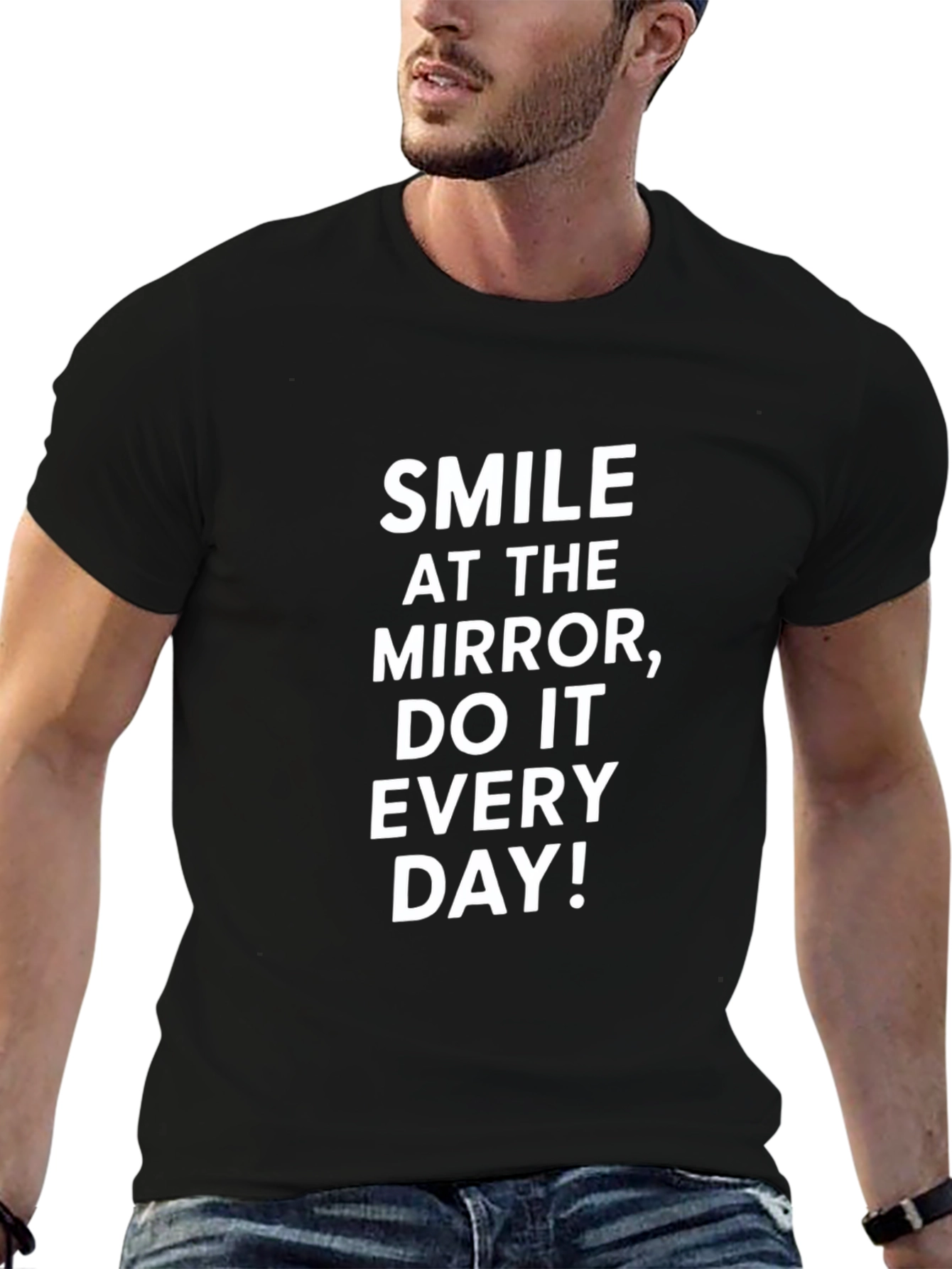 Smile at the Mirror Black Graphic Tee