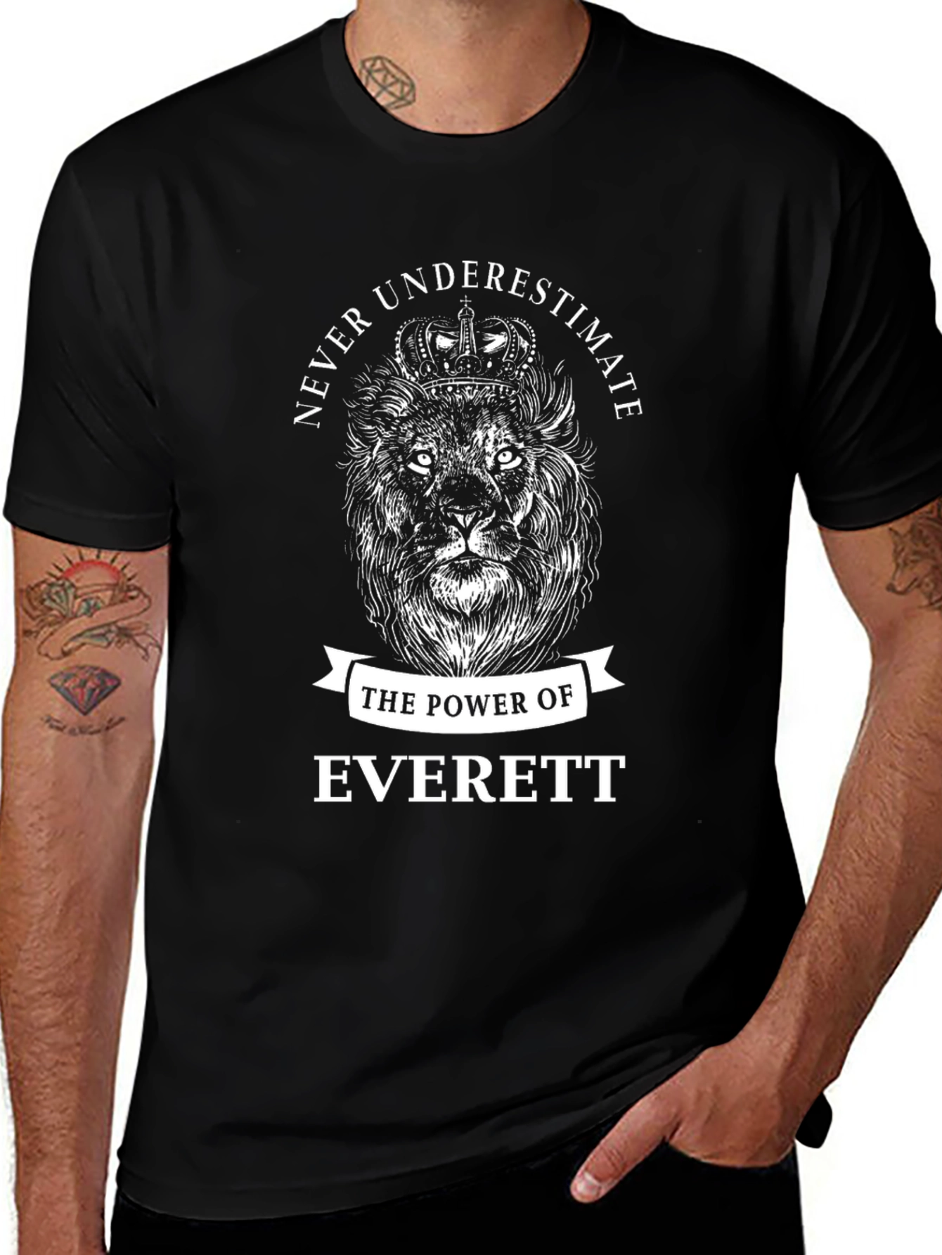 Never Underestimate Everett Lion Graphic Tee