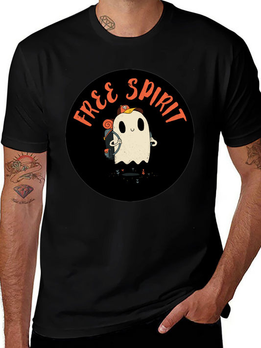 Free Spirit Ghost Graphic Tee - Black Cotton T-Shirt