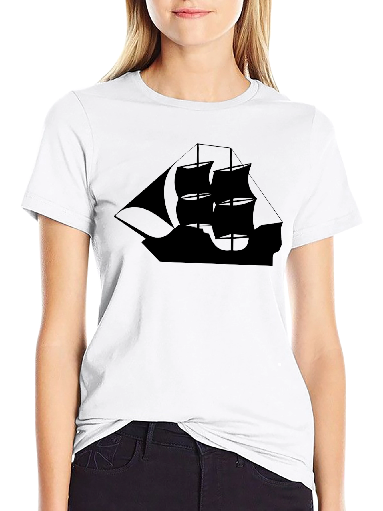 Black Sailboat Graphic T-Shirt