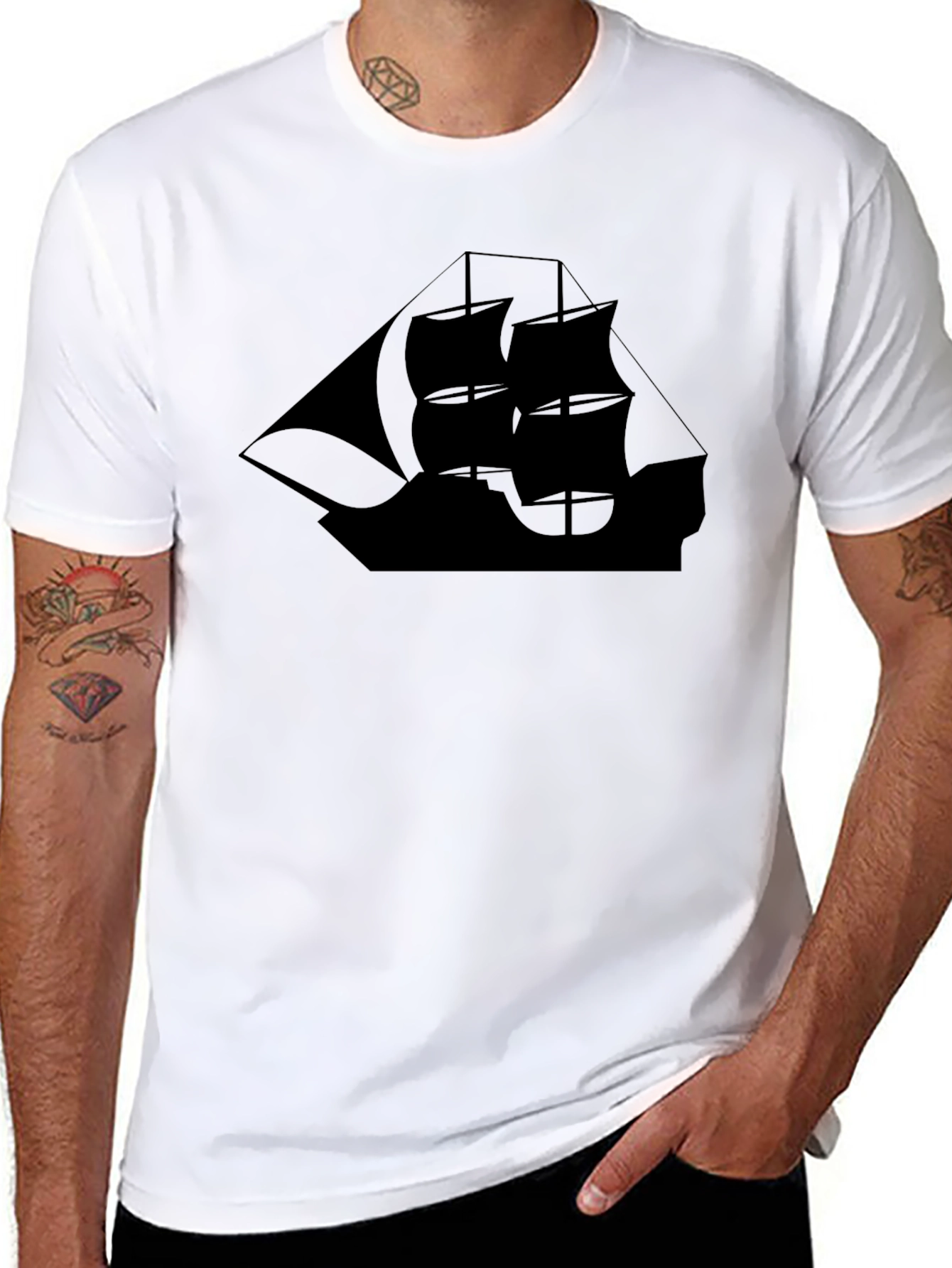 Black Sailboat Graphic T-Shirt