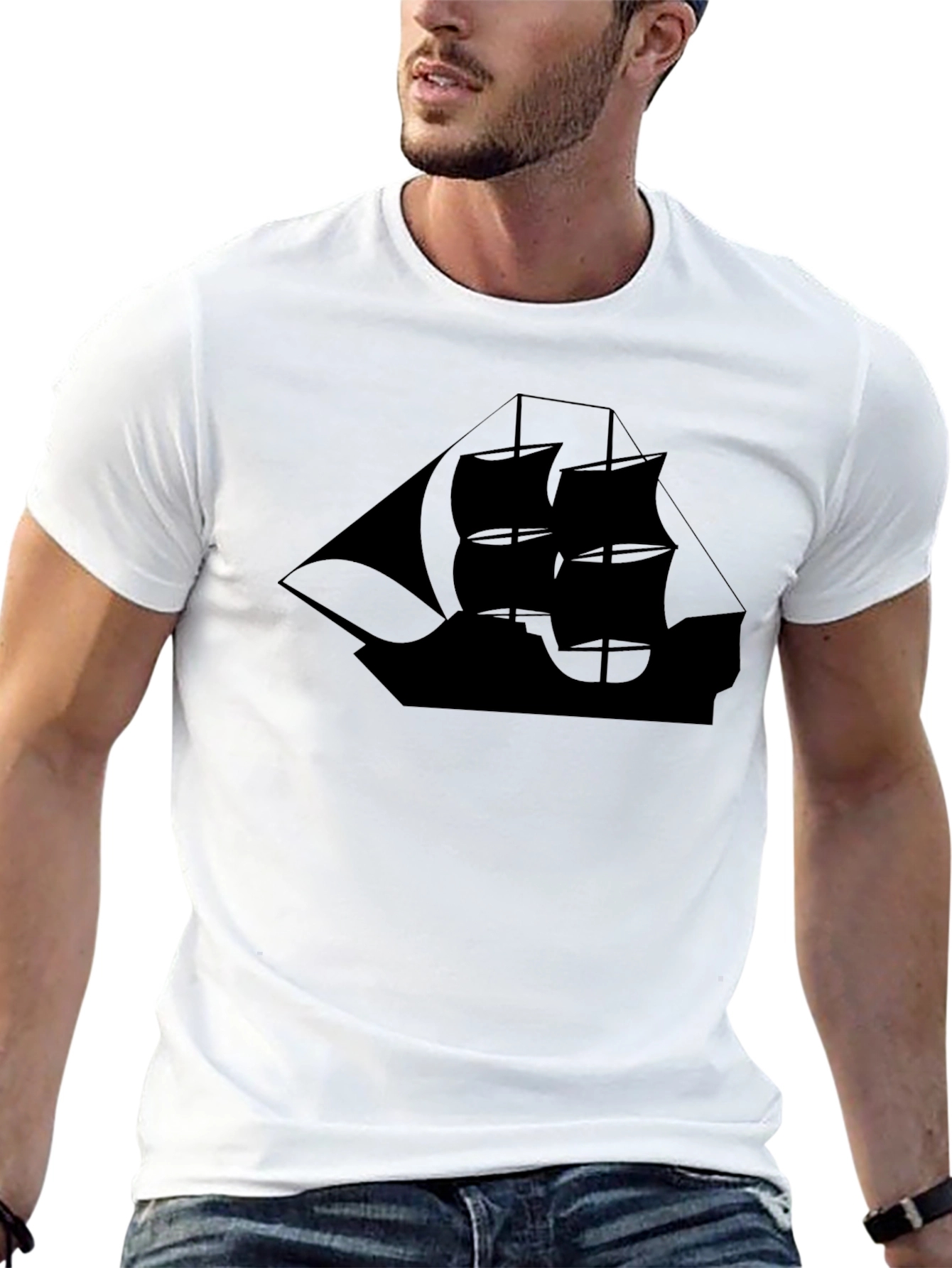 Black Sailboat Graphic T-Shirt