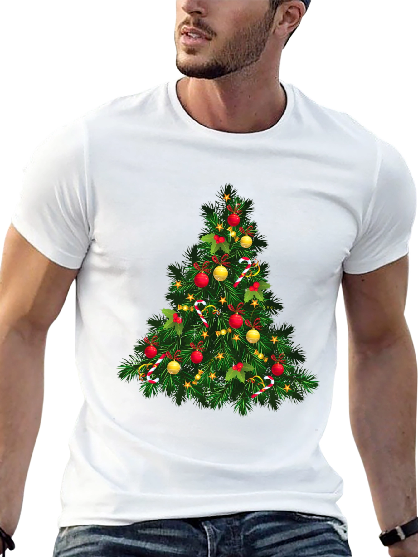 Festive Christmas Tree Graphic T-Shirt