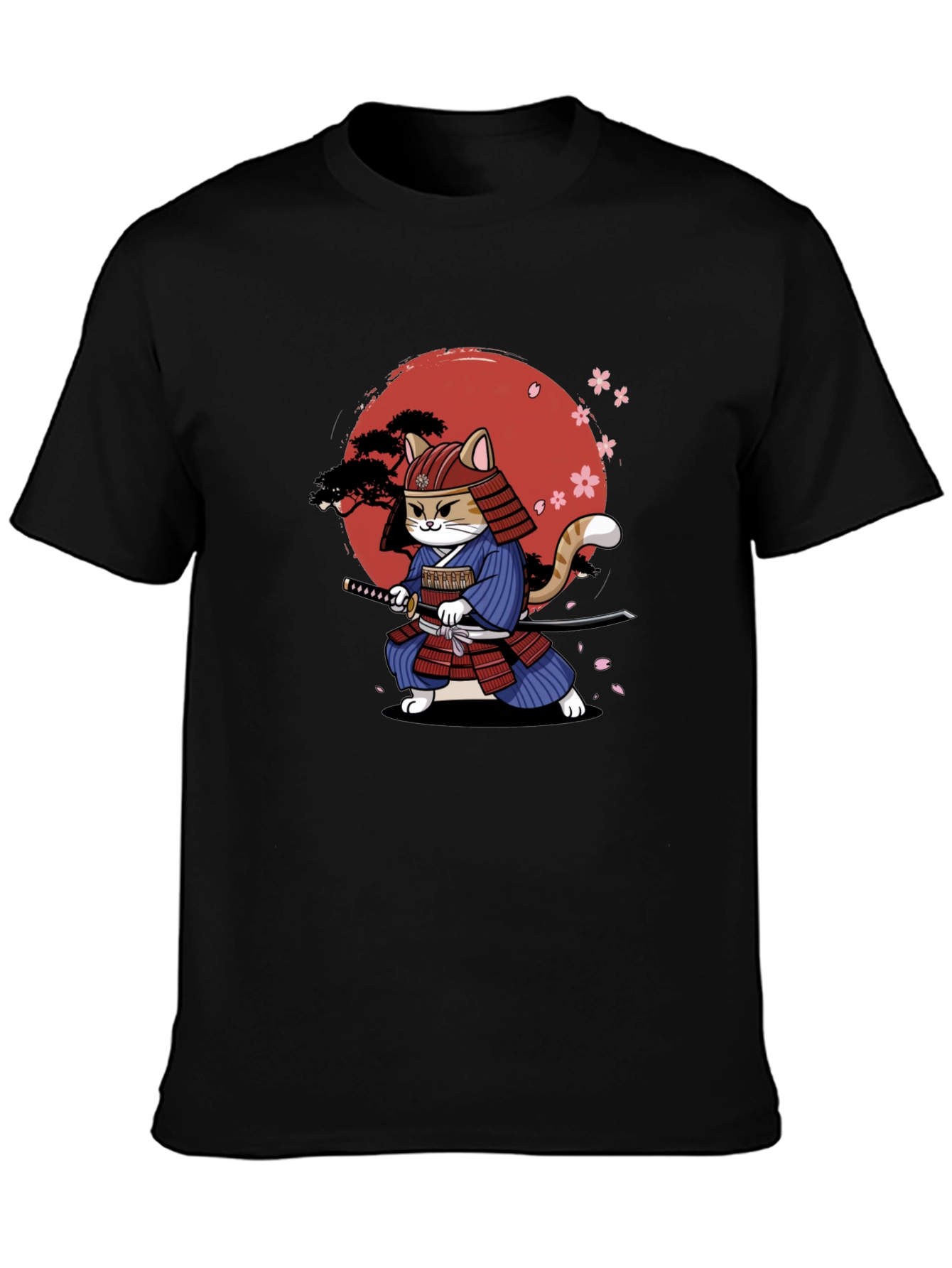 Samurai Cat Graphic T-Shirt
