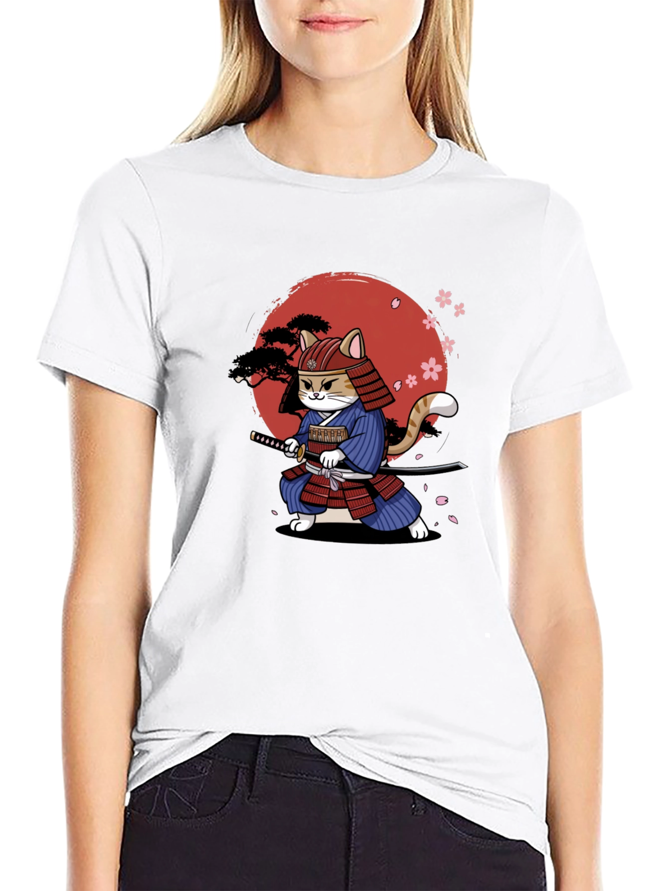 Samurai Cat Graphic T-Shirt