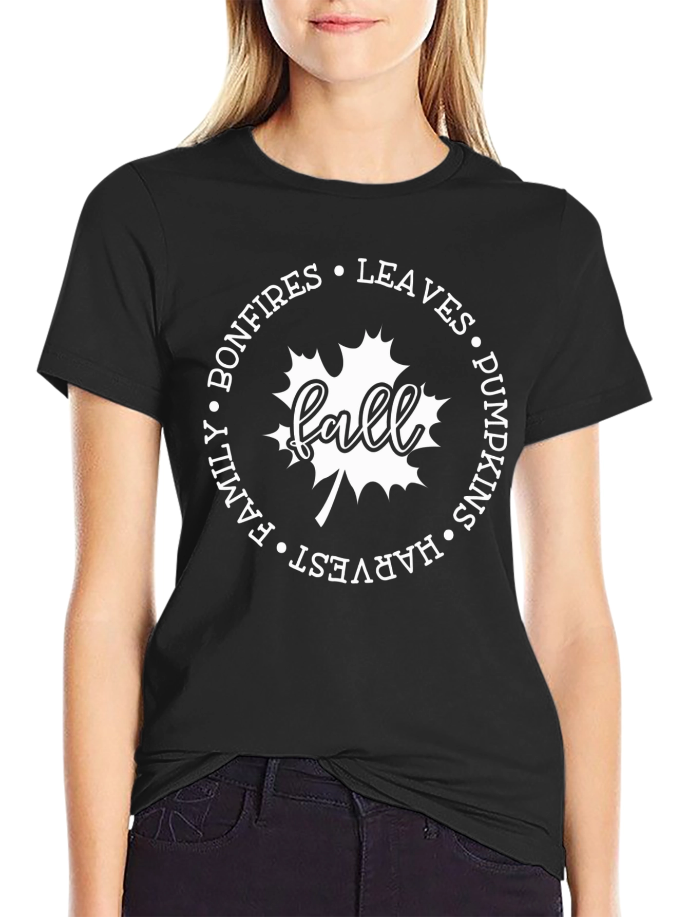 Fall Harvest Bonfire Tee - Autumn Leaves