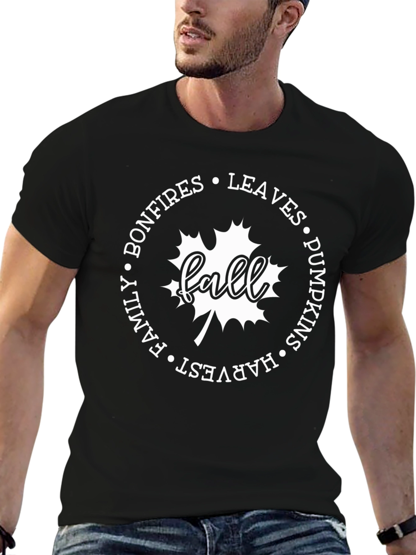 Fall Harvest Bonfire Tee - Autumn Leaves