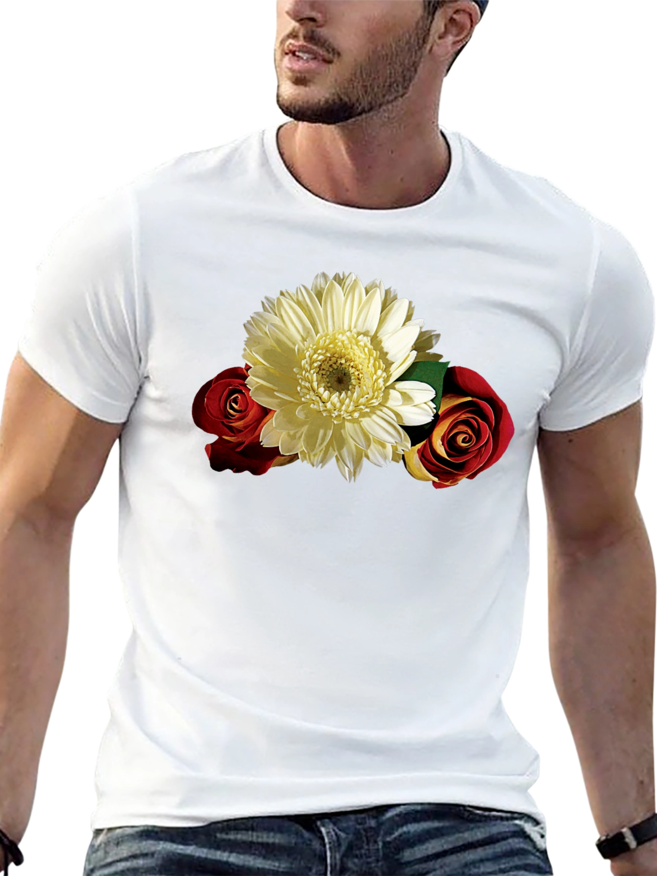 Floral Graphic Tee: Rose & Daisy Design