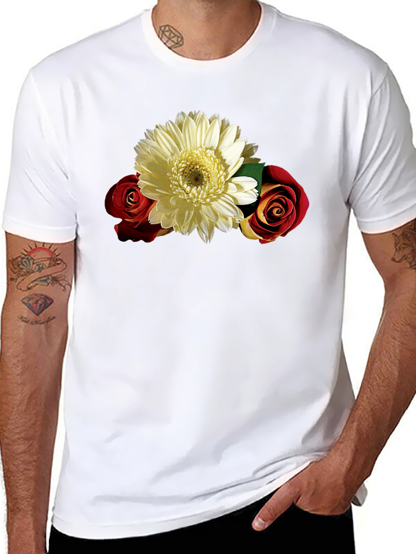 Floral Graphic Tee: Rose & Daisy Design