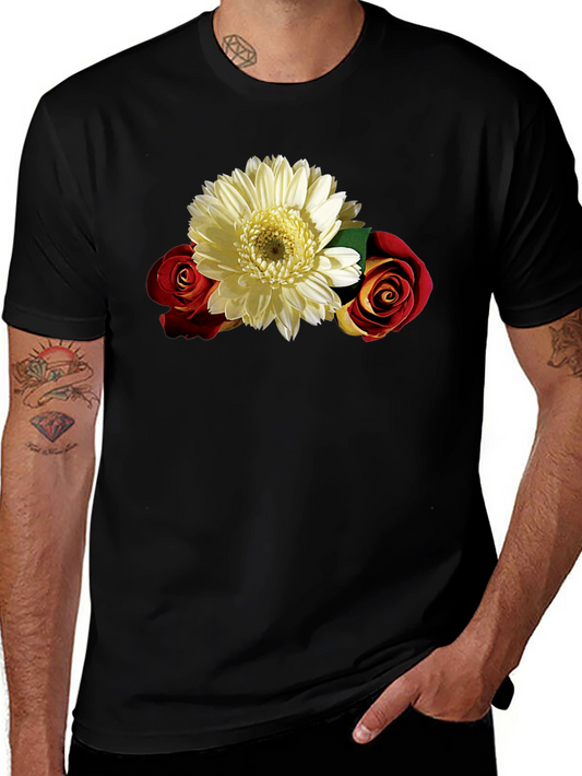 Floral Graphic Tee: Rose & Daisy Design