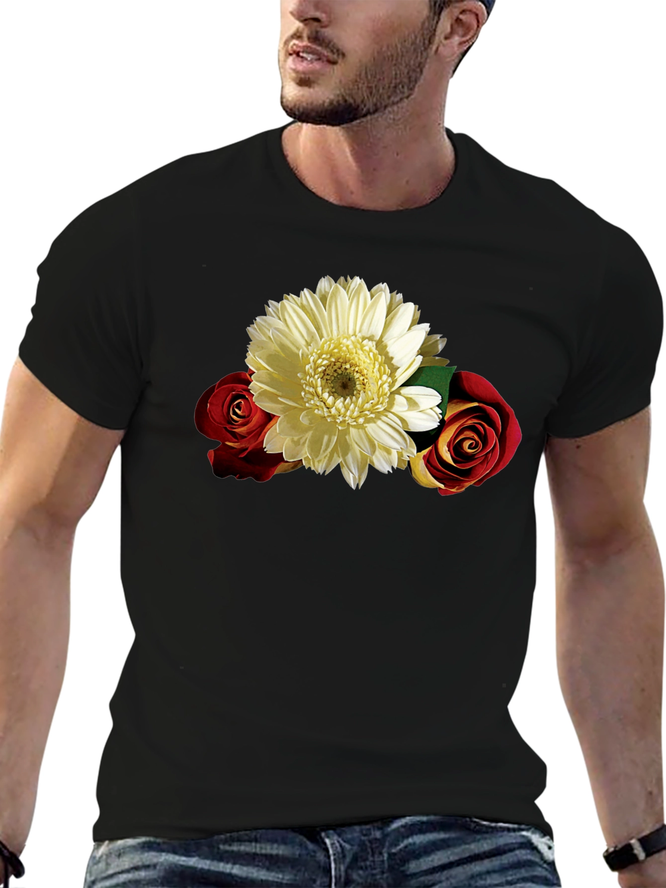 Floral Graphic Tee: Rose & Daisy Design