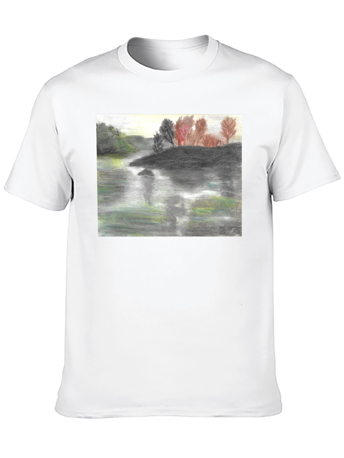 River View T-Shirt: Artistic Landscape Print