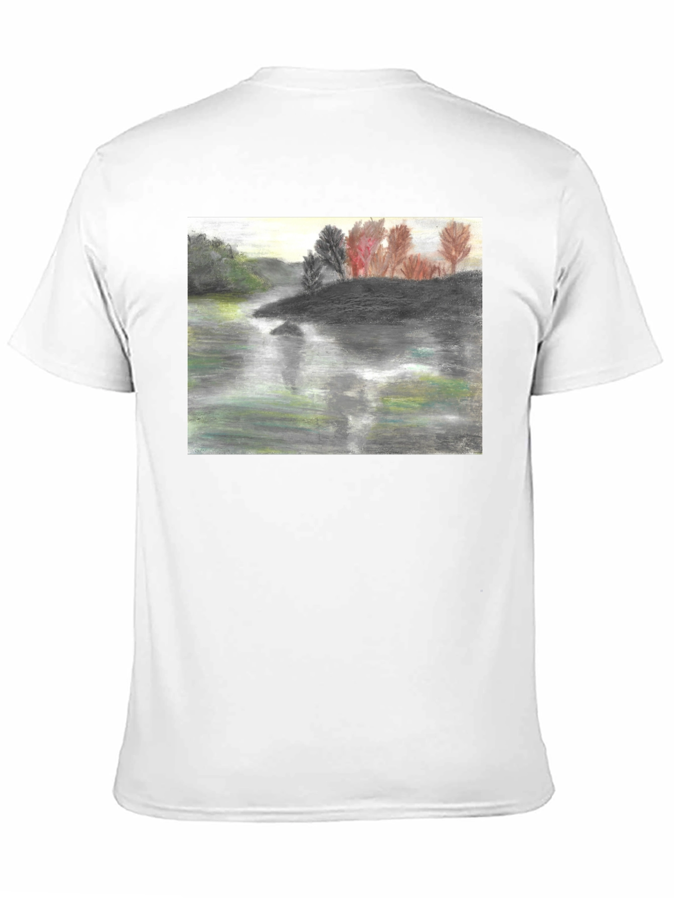 River View T-Shirt: Artistic Landscape Print