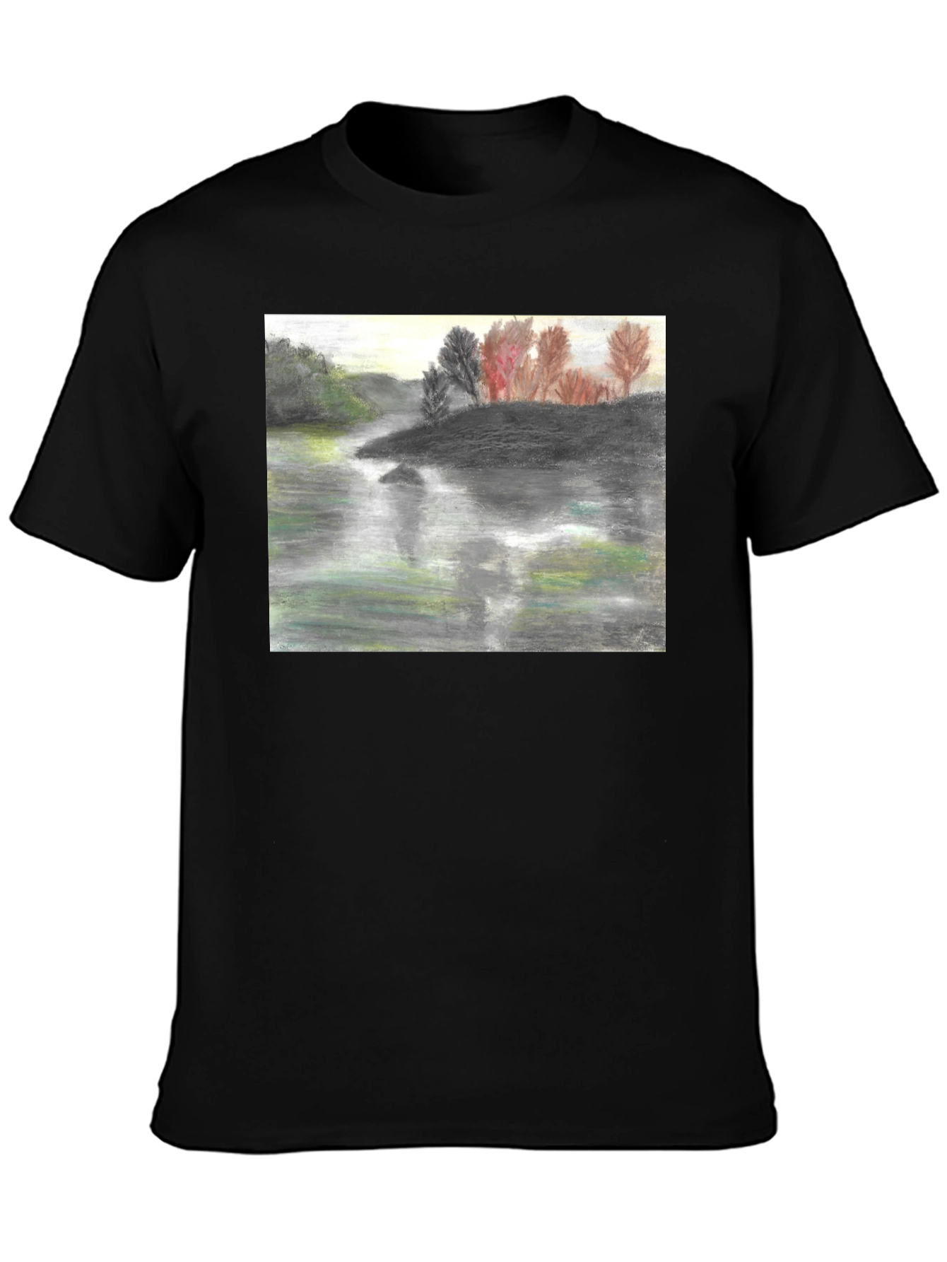 River View T-Shirt: Artistic Landscape Print