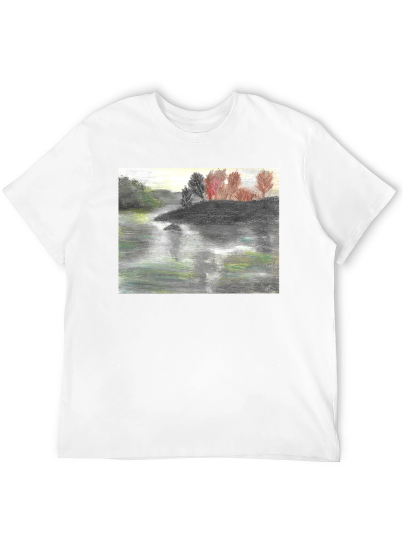 River View T-Shirt: Artistic Landscape Print