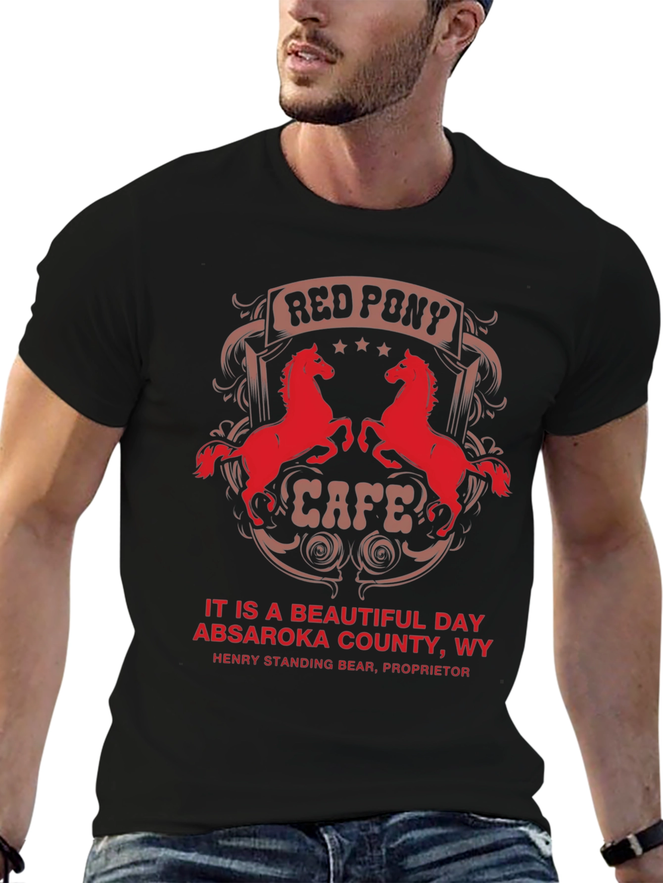 Red Pony Cafe T-Shirt - Absaroka County WY
