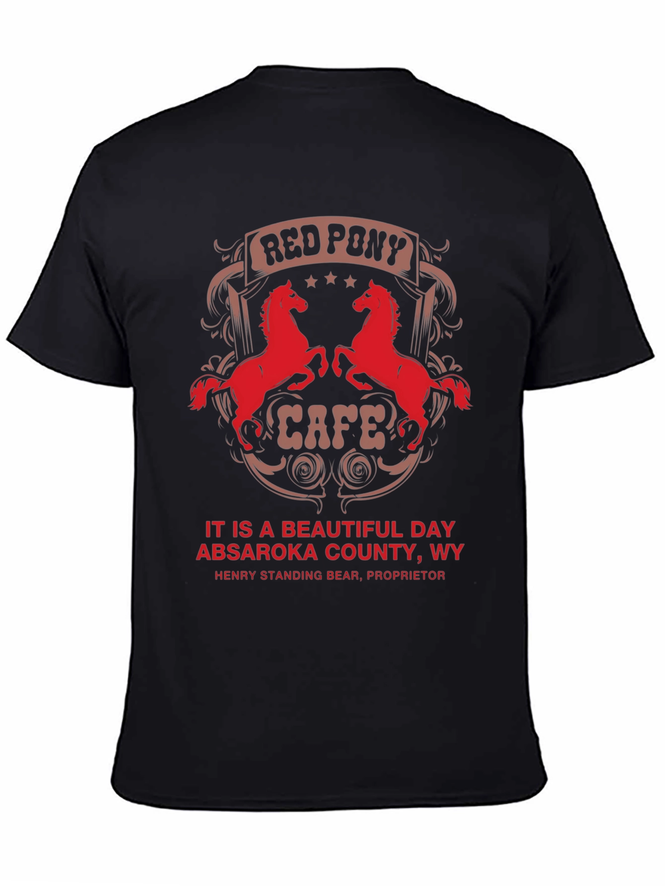 Red Pony Cafe T-Shirt - Absaroka County WY