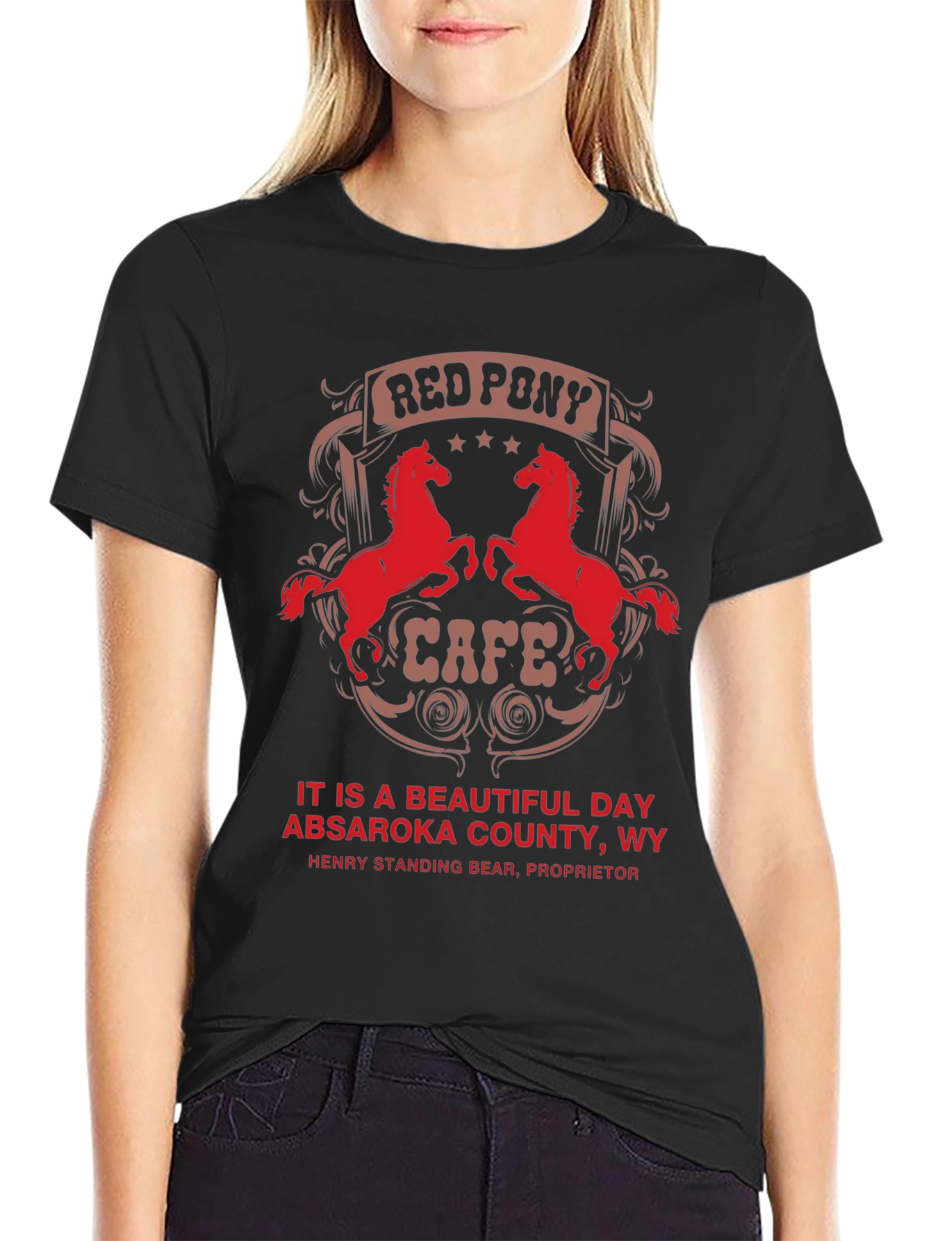 Red Pony Cafe T-Shirt - Absaroka County WY