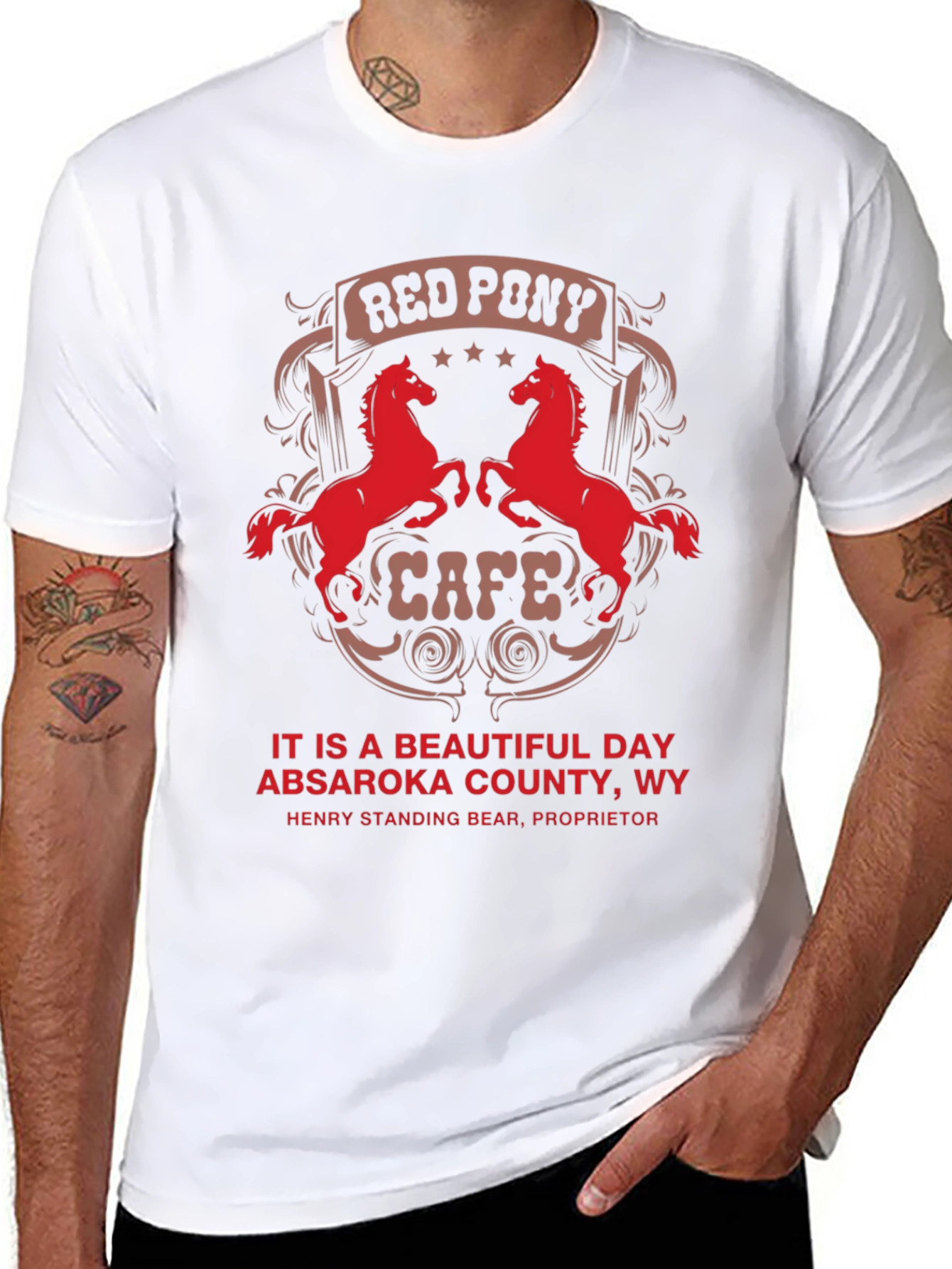 Red Pony Cafe T-Shirt - Absaroka County WY