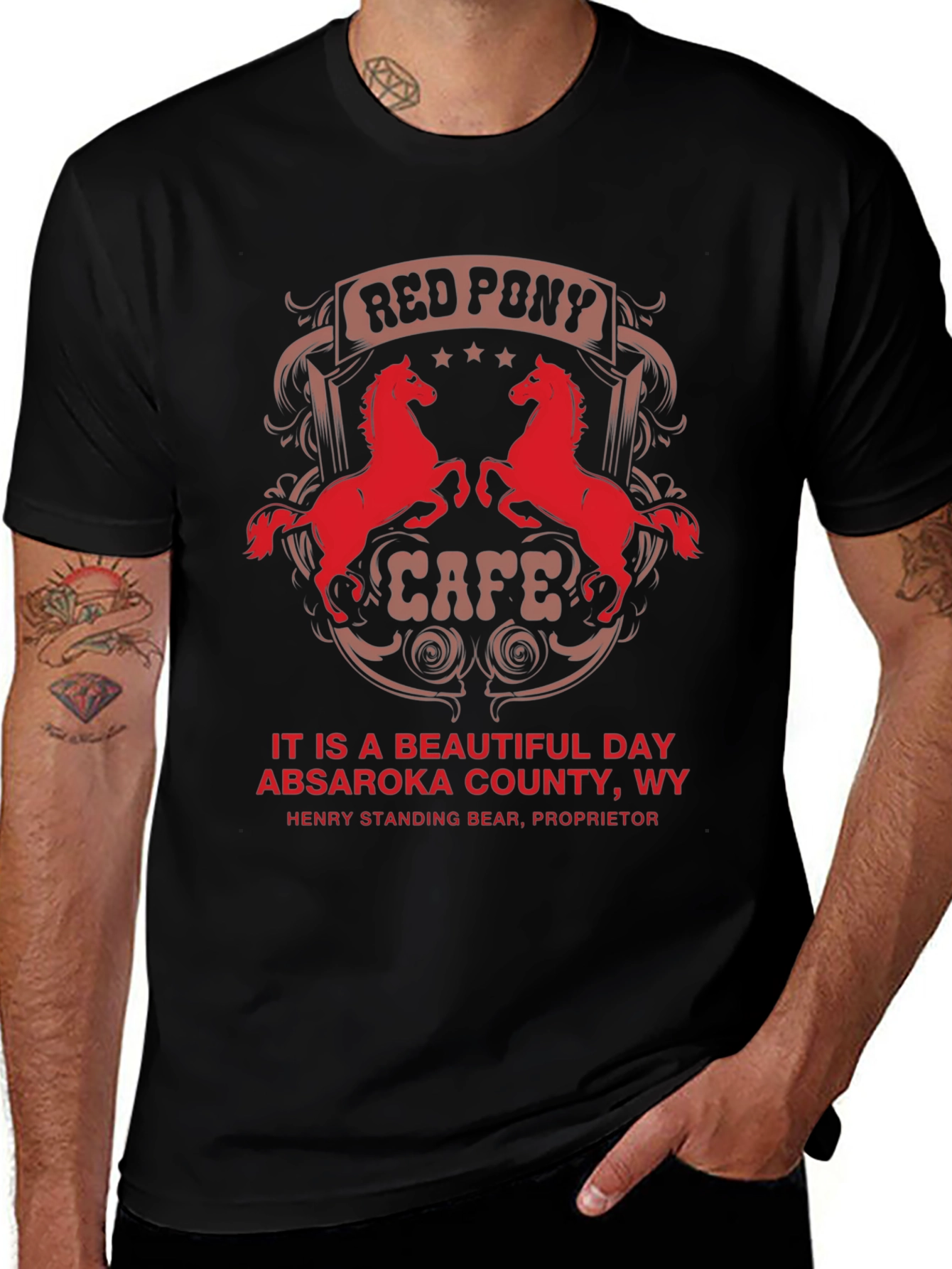 Red Pony Cafe T-Shirt - Absaroka County WY