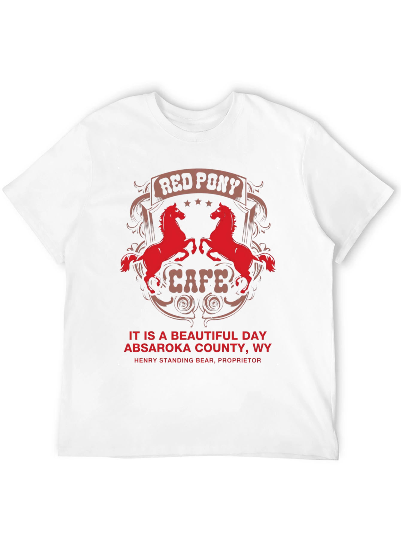 Red Pony Cafe T-Shirt - Absaroka County WY