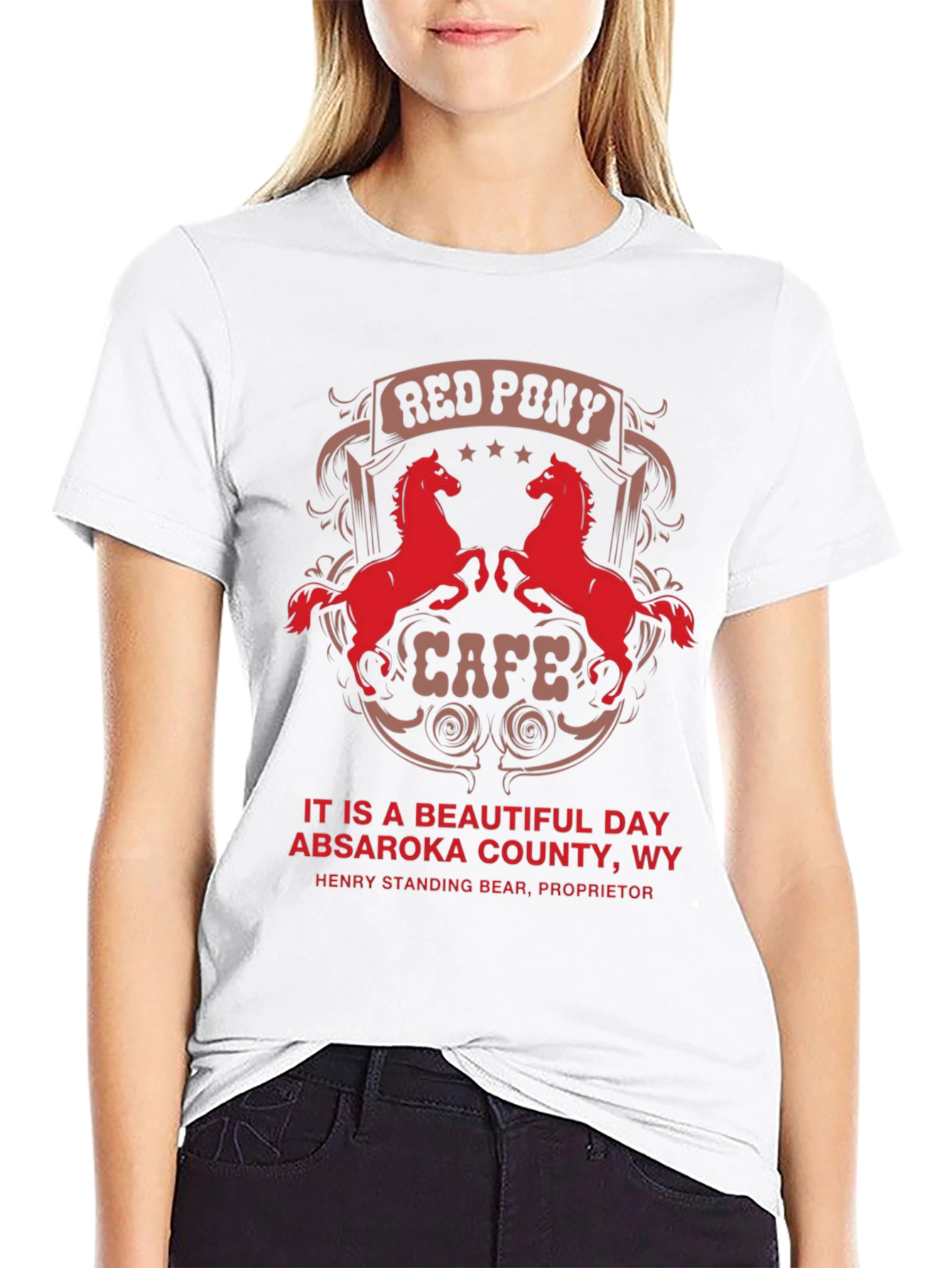 Red Pony Cafe T-Shirt - Absaroka County WY