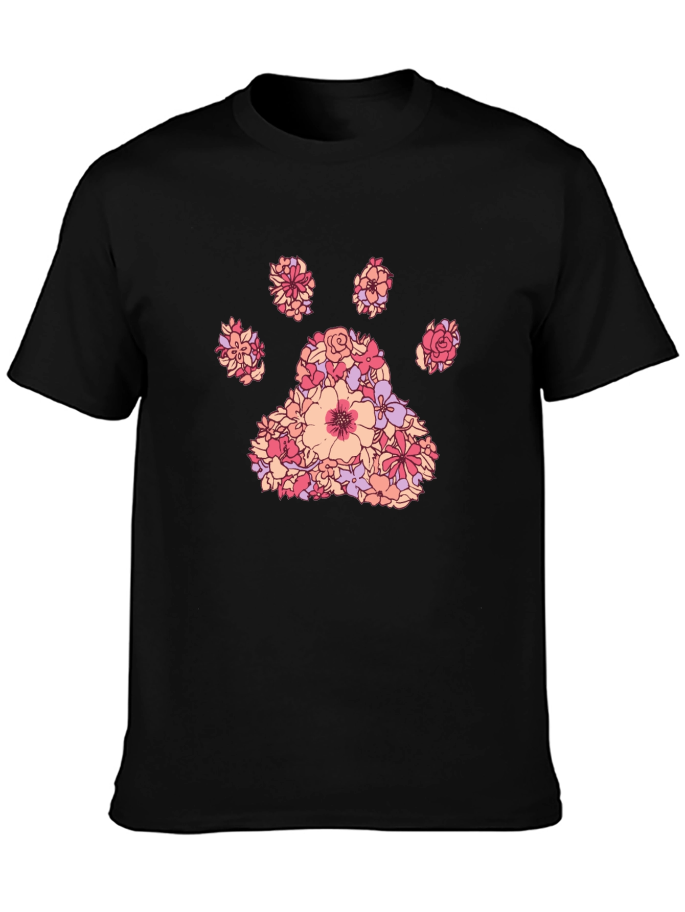 Floral Paw Print Tee - Unique Graphic T-Shirt