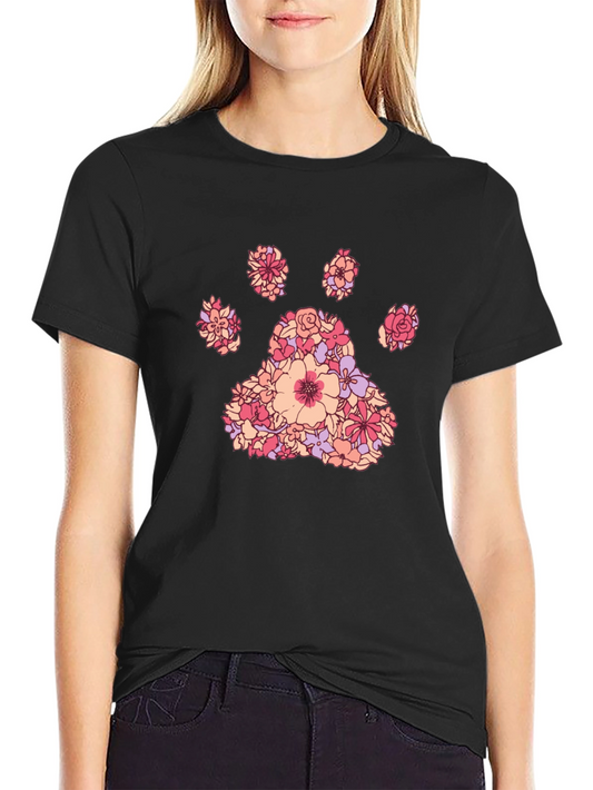 Floral Paw Print Tee - Unique Graphic T-Shirt