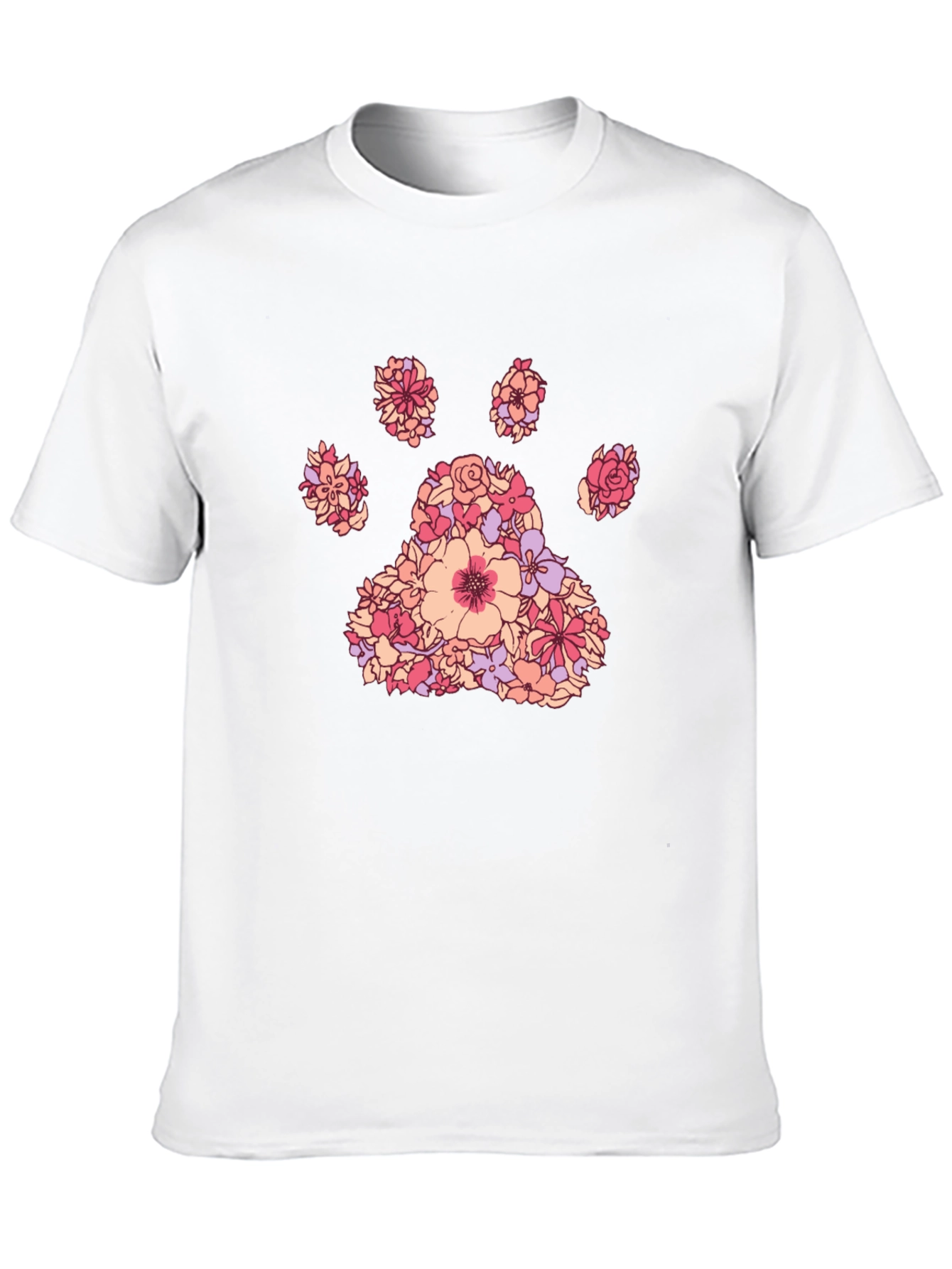 Floral Paw Print Tee - Unique Graphic T-Shirt