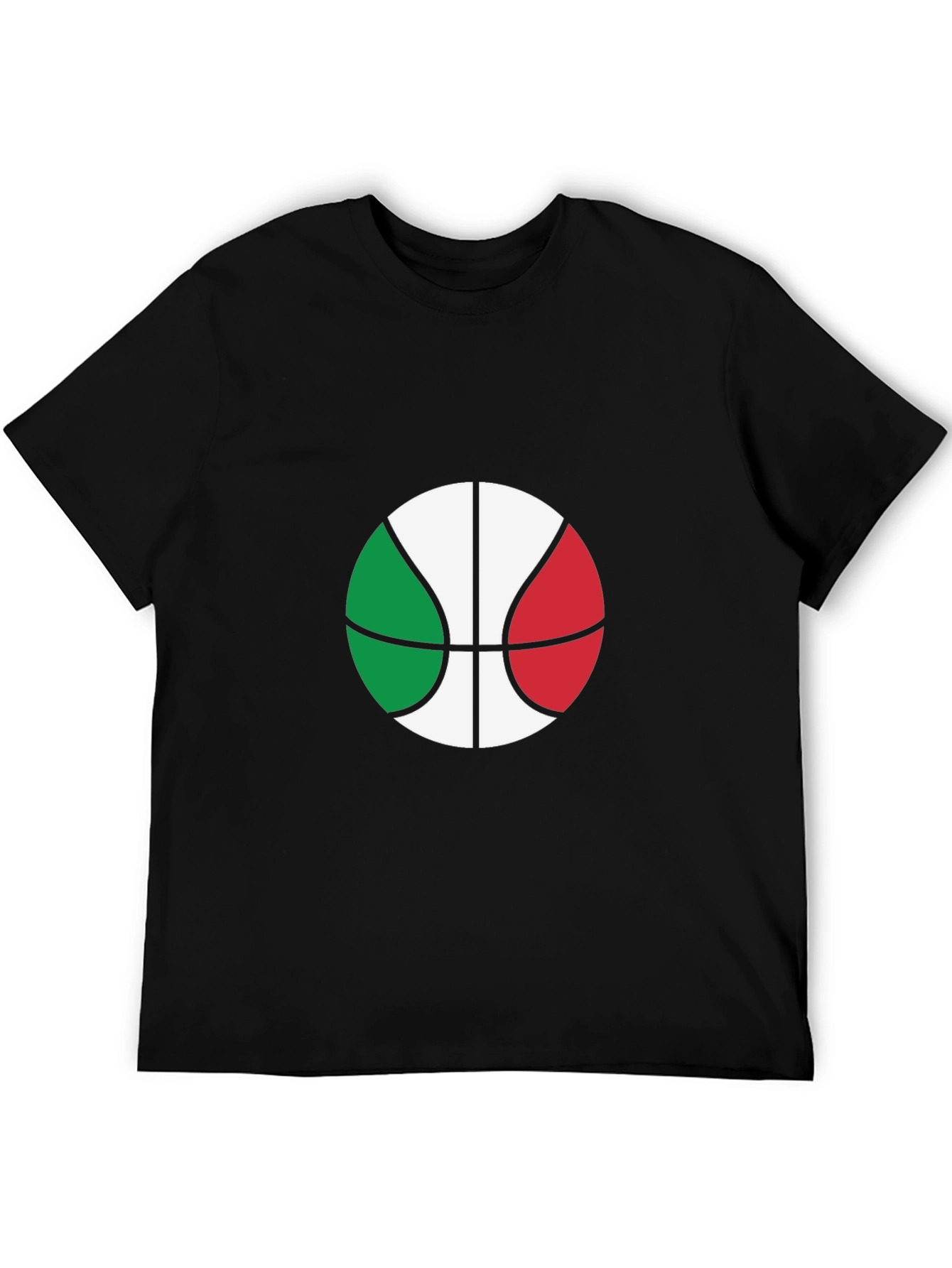 Italian Flag Basketball Graphic Tee - Black Cotton T-Shirt
