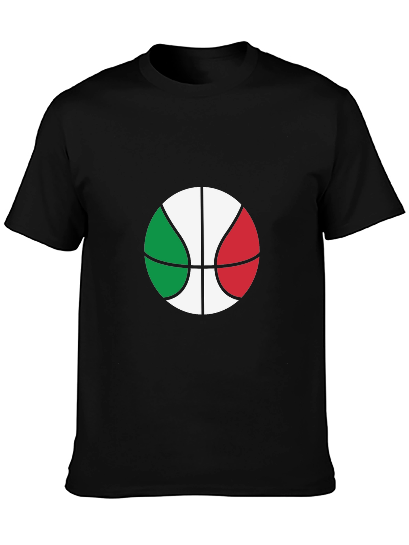 Italian Flag Basketball Graphic Tee - Black Cotton T-Shirt