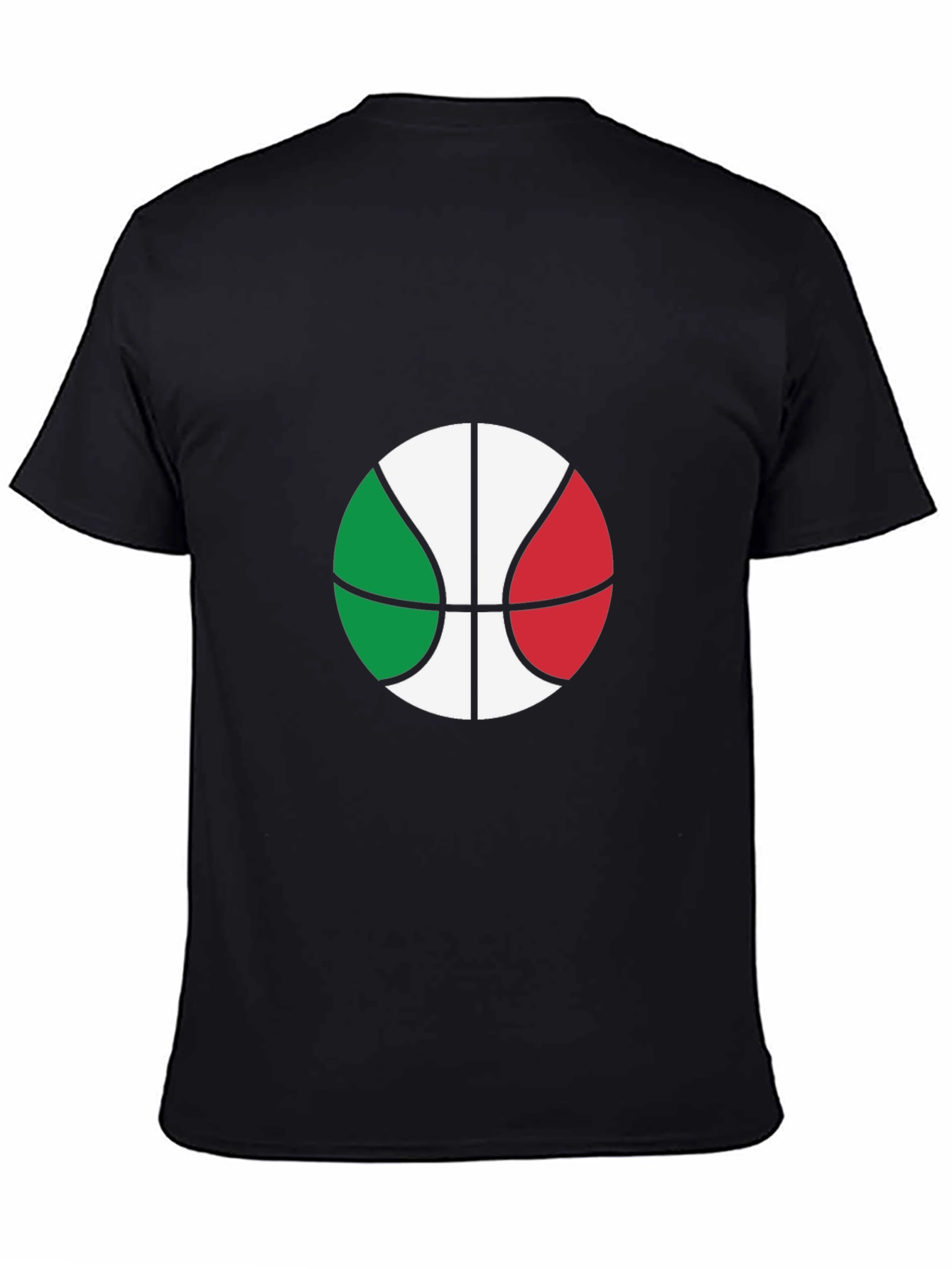 Italian Flag Basketball Graphic Tee - Black Cotton T-Shirt
