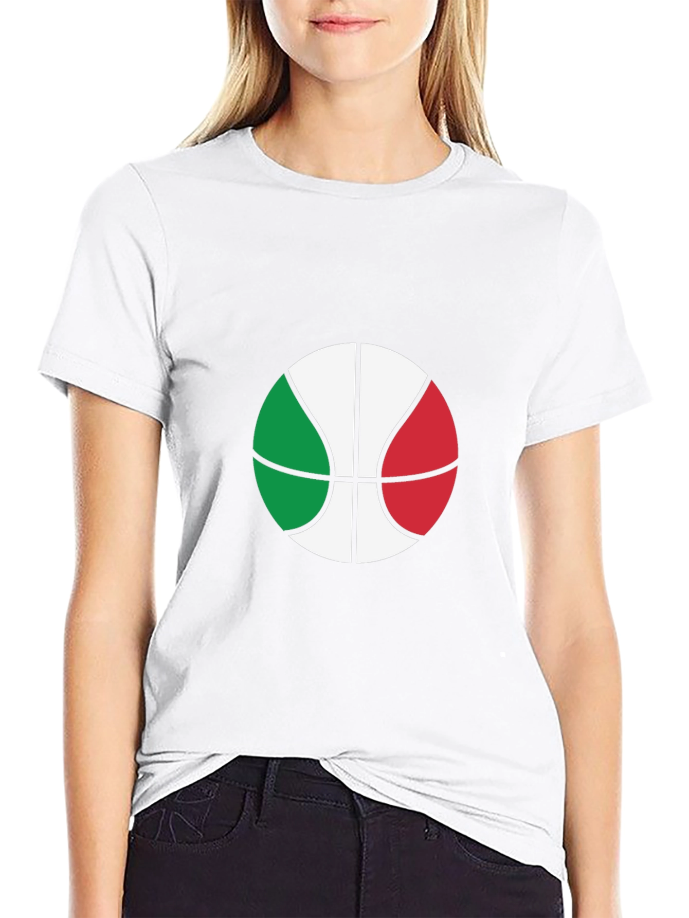Italian Flag Basketball Graphic Tee - Black Cotton T-Shirt