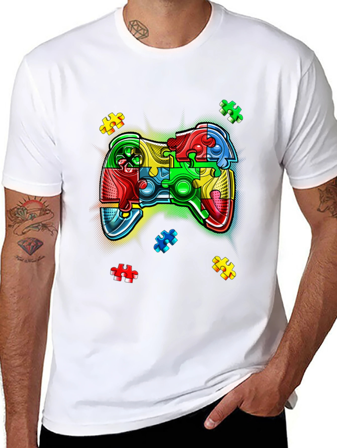 Puzzle Piece Game Controller Autism Awareness T-Shirt