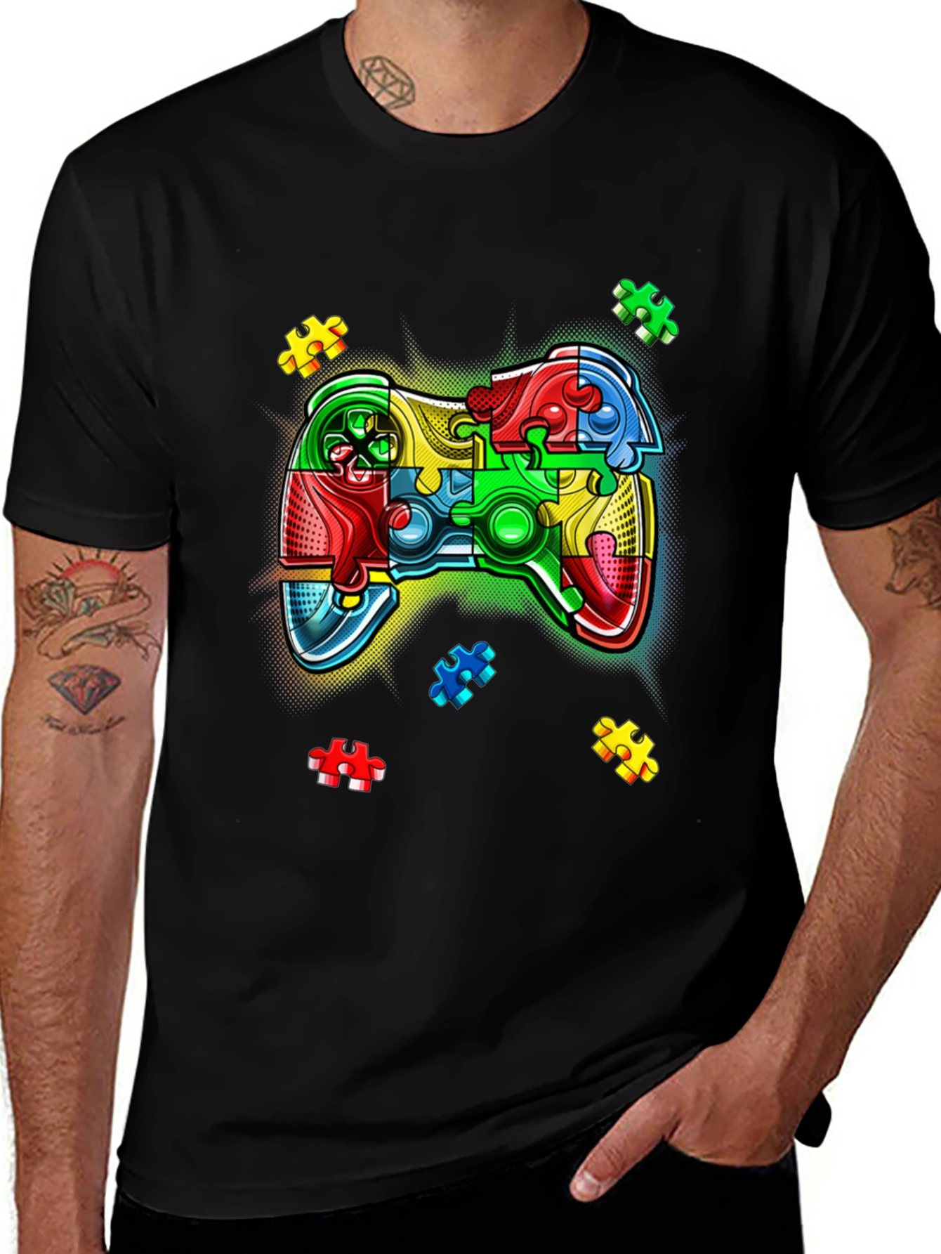 Puzzle Piece Game Controller Autism Awareness T-Shirt